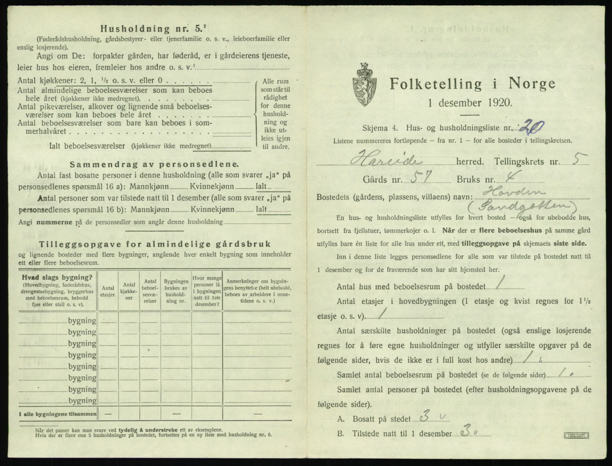 SAT, Folketelling 1920 for 1517 Hareid herred, 1920, s. 277