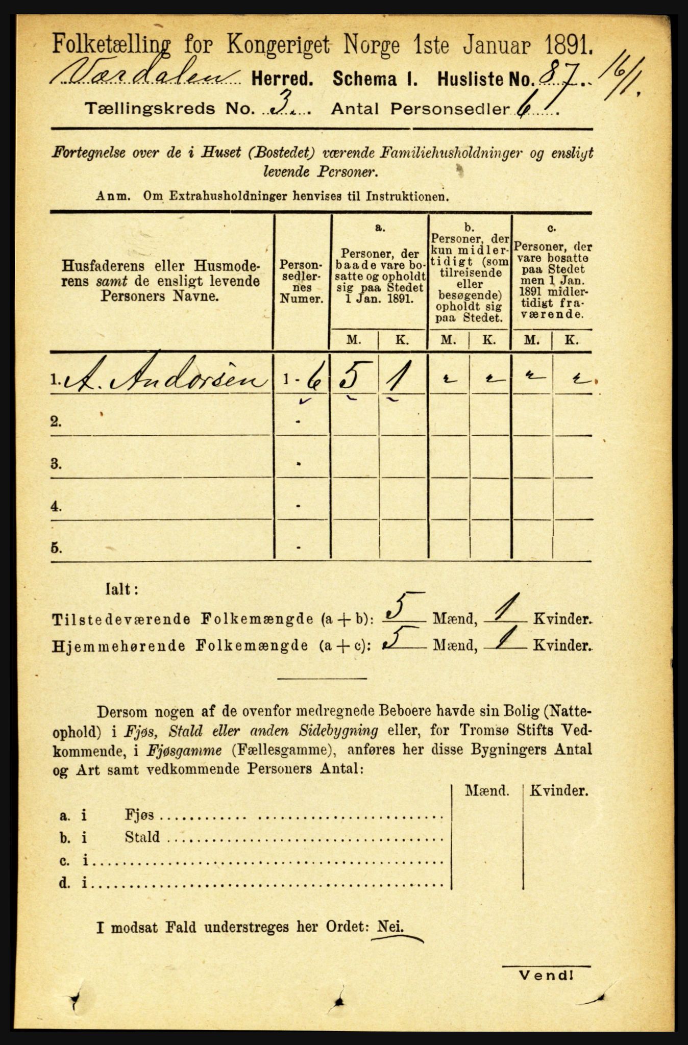 RA, Folketelling 1891 for 1721 Verdal herred, 1891, s. 1746