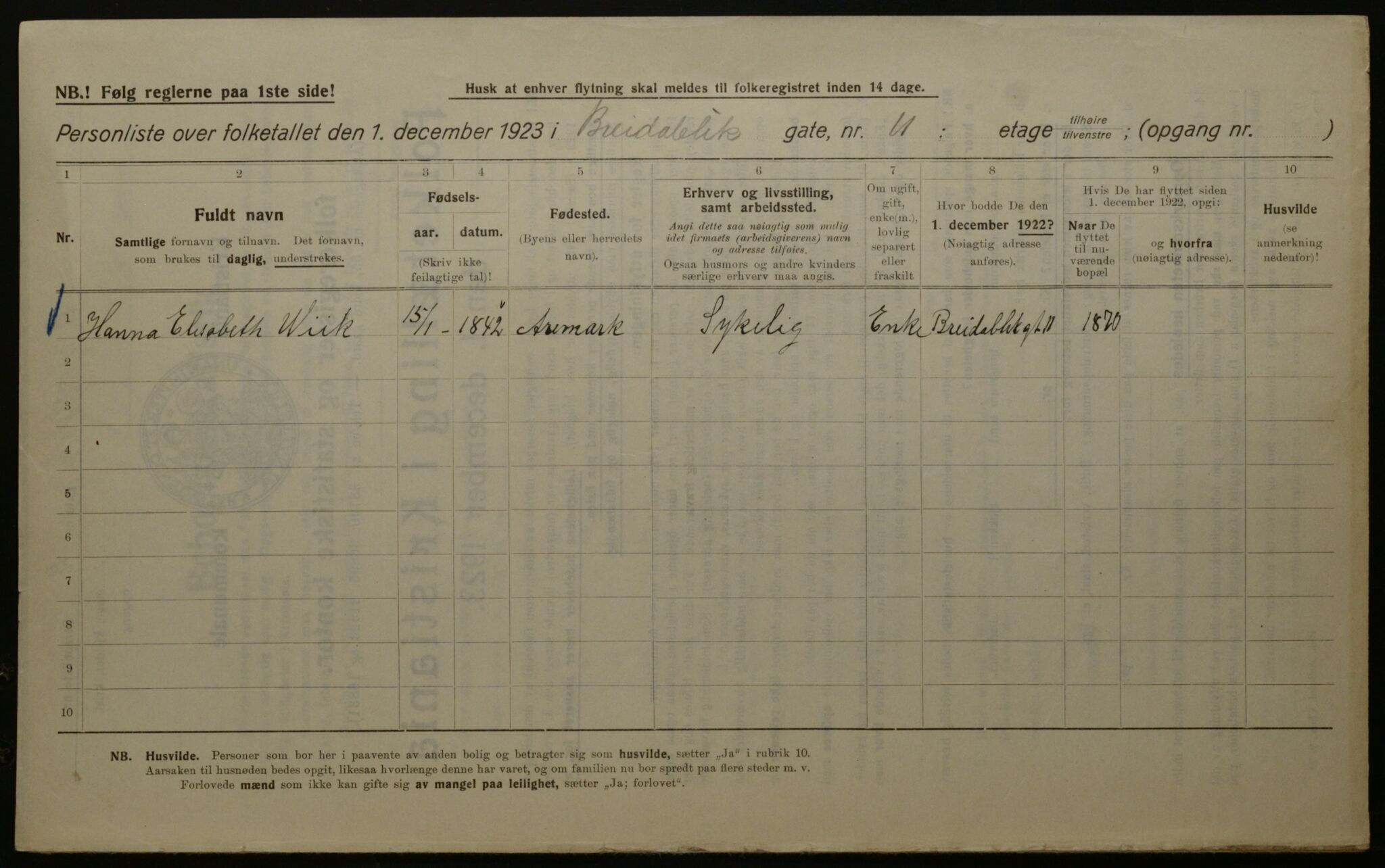 OBA, Kommunal folketelling 1.12.1923 for Kristiania, 1923, s. 9238