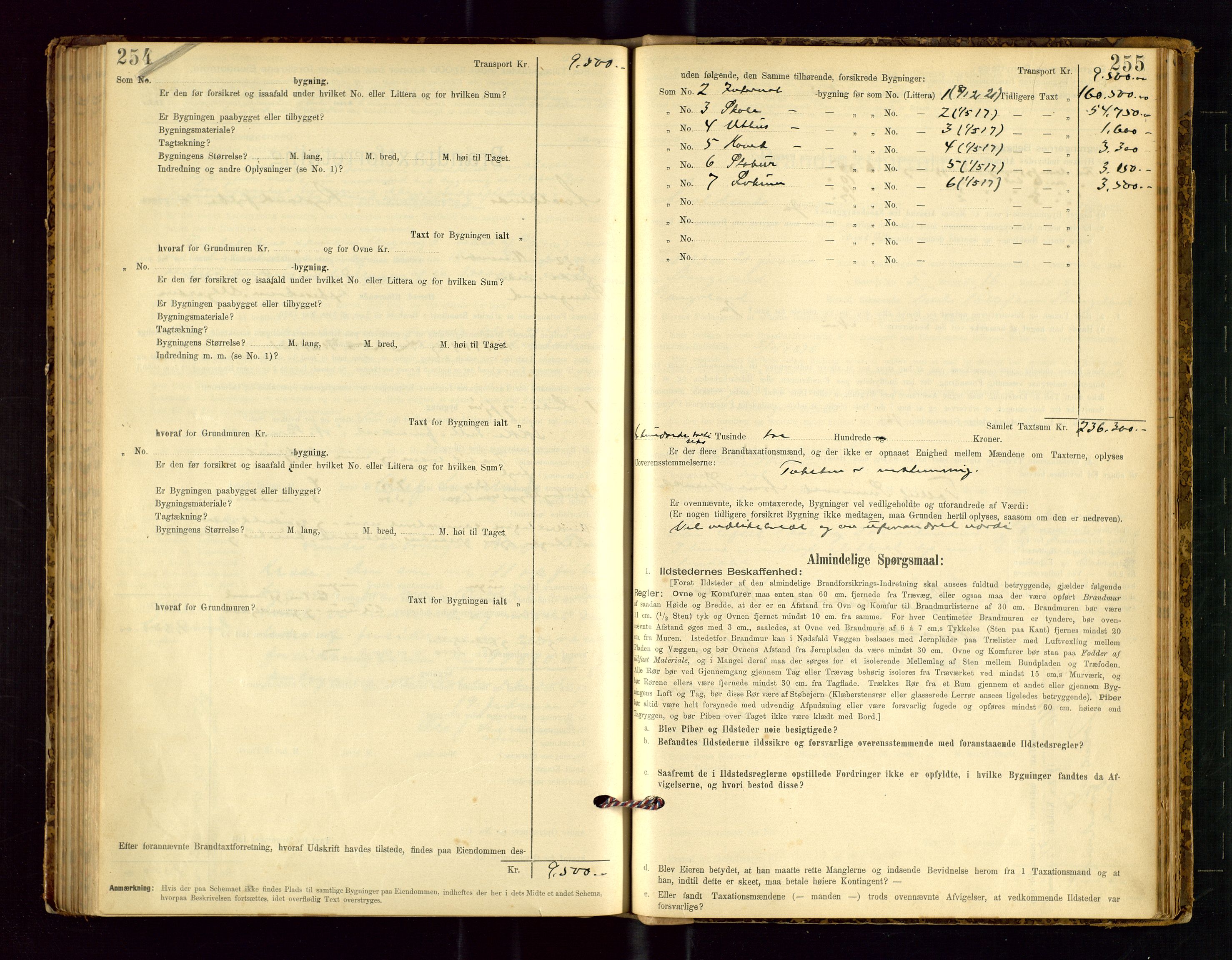 Avaldsnes lensmannskontor, AV/SAST-A-100286/Gob/L0001: "Brandtaxationsprotokol for Avaldsnes Lensmandsdistrikt Ryfylke Fogderi", 1894-1925, s. 254-255