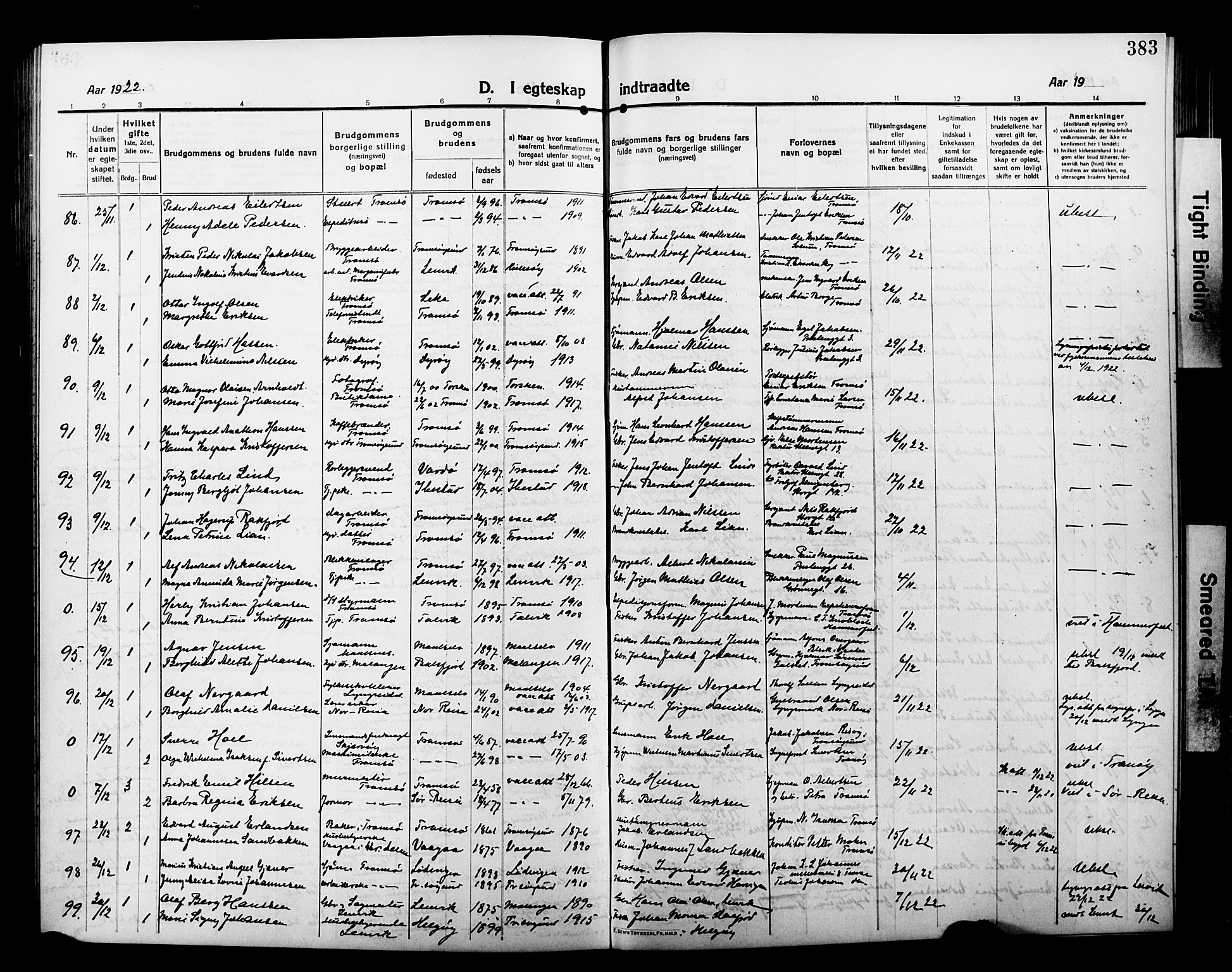 Tromsø sokneprestkontor/stiftsprosti/domprosti, AV/SATØ-S-1343/G/Gb/L0009klokker: Klokkerbok nr. 9, 1915-1925, s. 383