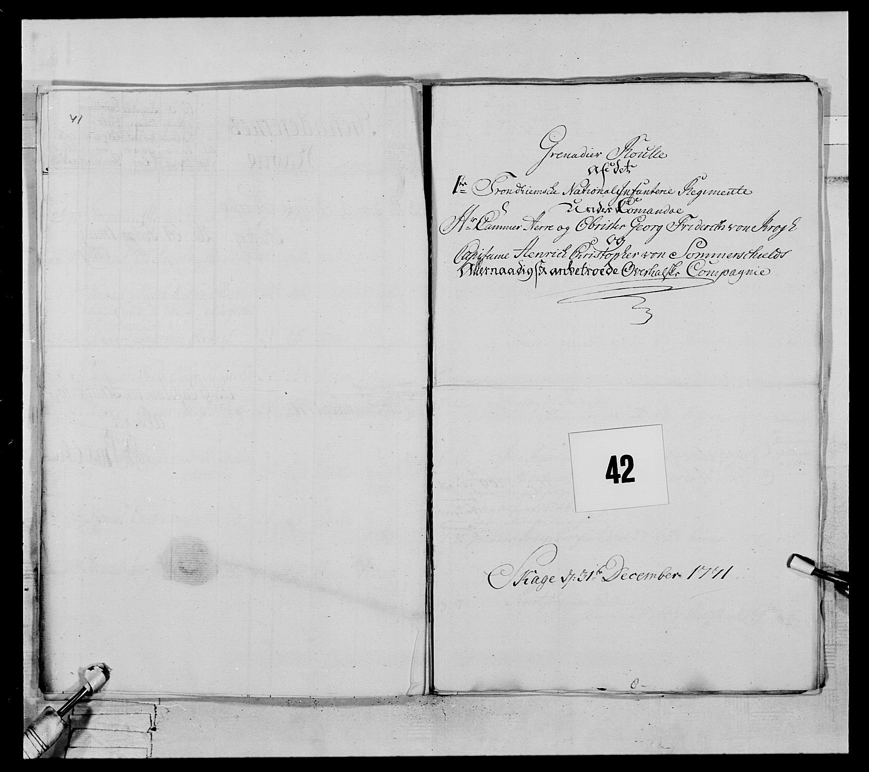 Generalitets- og kommissariatskollegiet, Det kongelige norske kommissariatskollegium, RA/EA-5420/E/Eh/L0071: 1. Trondheimske nasjonale infanteriregiment, 1769-1772, s. 341