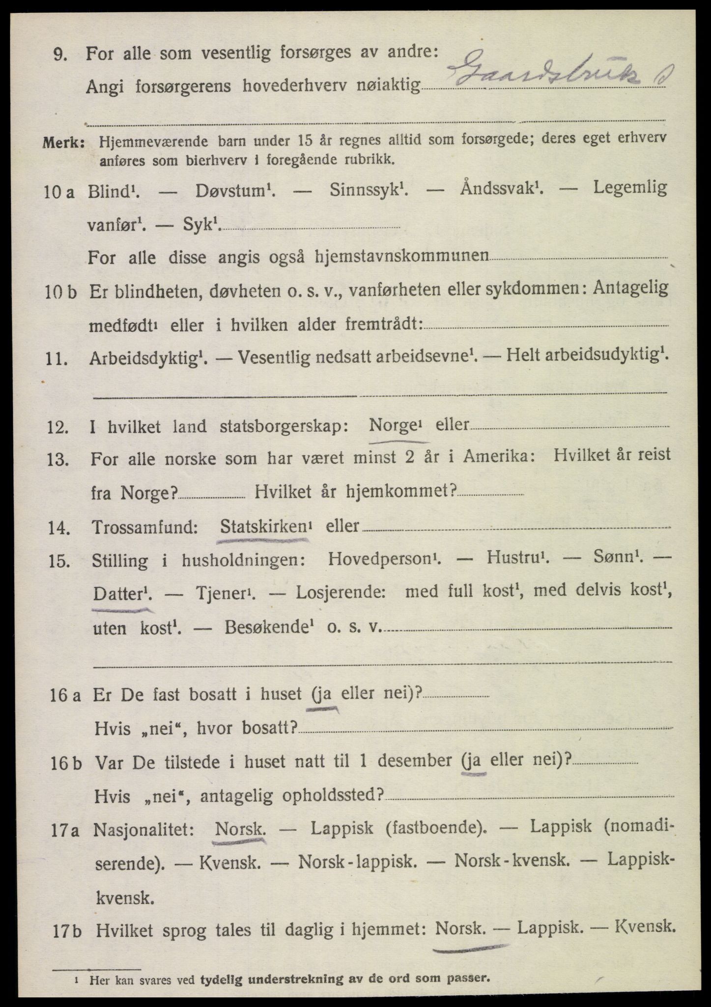 SAT, Folketelling 1920 for 1731 Sparbu herred, 1920, s. 6996