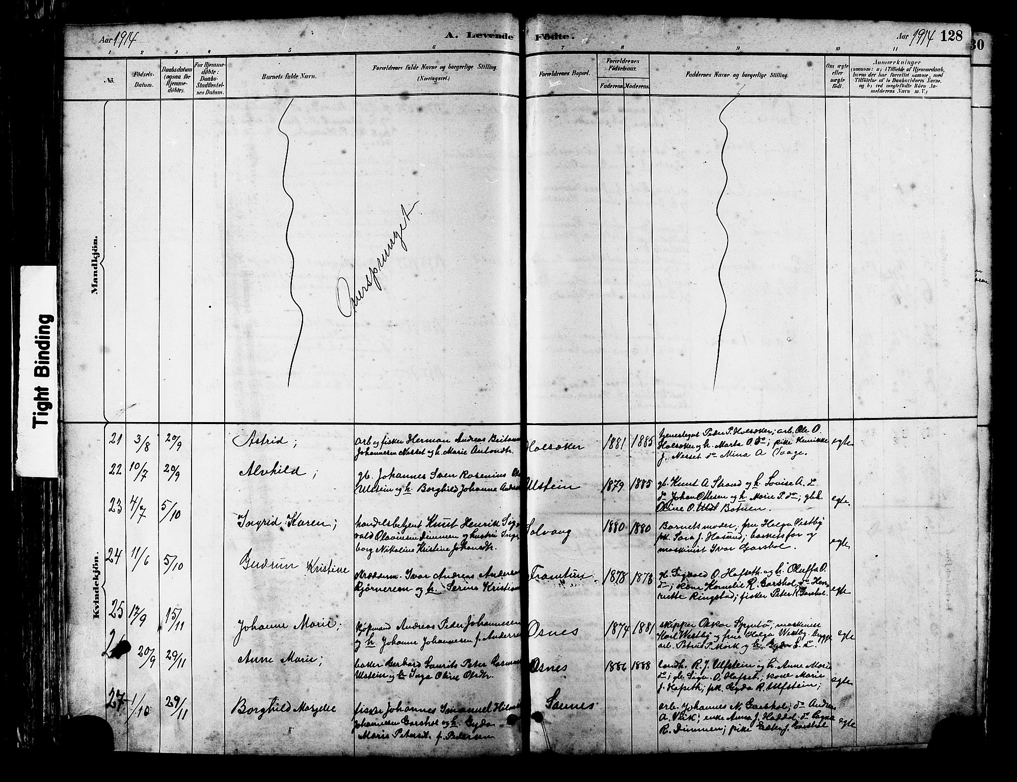 Ministerialprotokoller, klokkerbøker og fødselsregistre - Møre og Romsdal, SAT/A-1454/509/L0112: Klokkerbok nr. 509C02, 1883-1922, s. 128