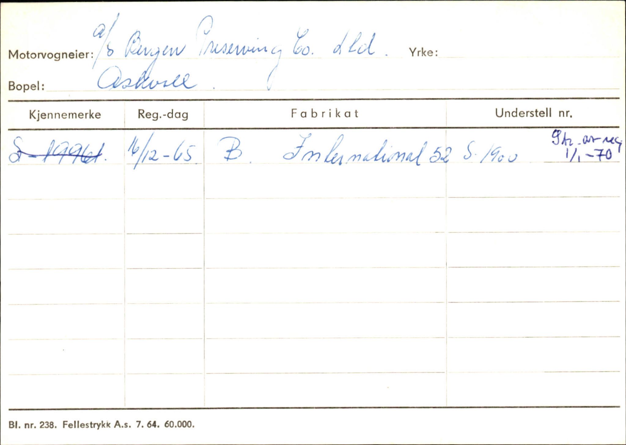 Statens vegvesen, Sogn og Fjordane vegkontor, SAB/A-5301/4/F/L0132: Eigarregister Askvoll A-Å. Balestrand A-Å, 1945-1975, s. 111