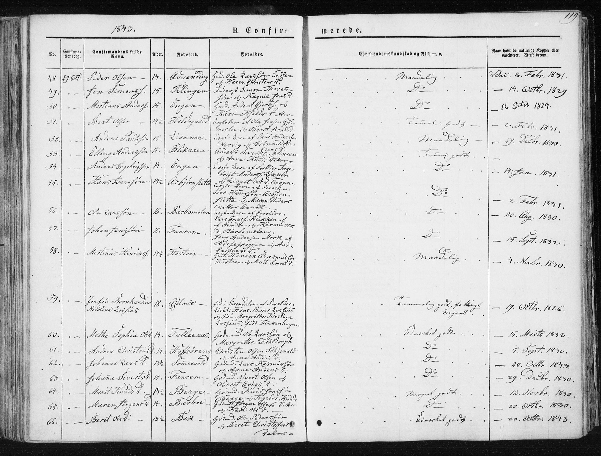 Ministerialprotokoller, klokkerbøker og fødselsregistre - Sør-Trøndelag, SAT/A-1456/668/L0805: Ministerialbok nr. 668A05, 1840-1853, s. 119