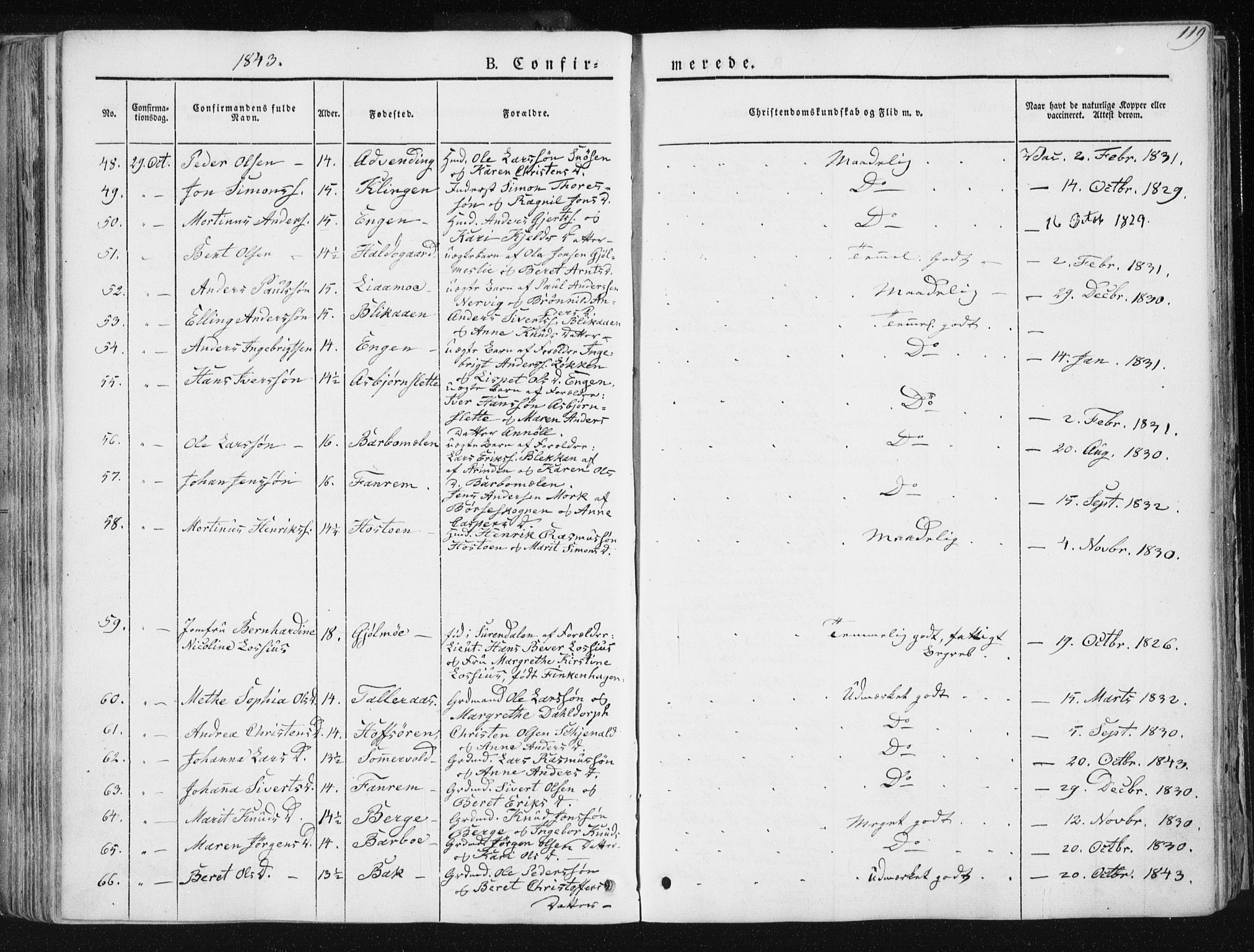 Ministerialprotokoller, klokkerbøker og fødselsregistre - Sør-Trøndelag, AV/SAT-A-1456/668/L0805: Ministerialbok nr. 668A05, 1840-1853, s. 119