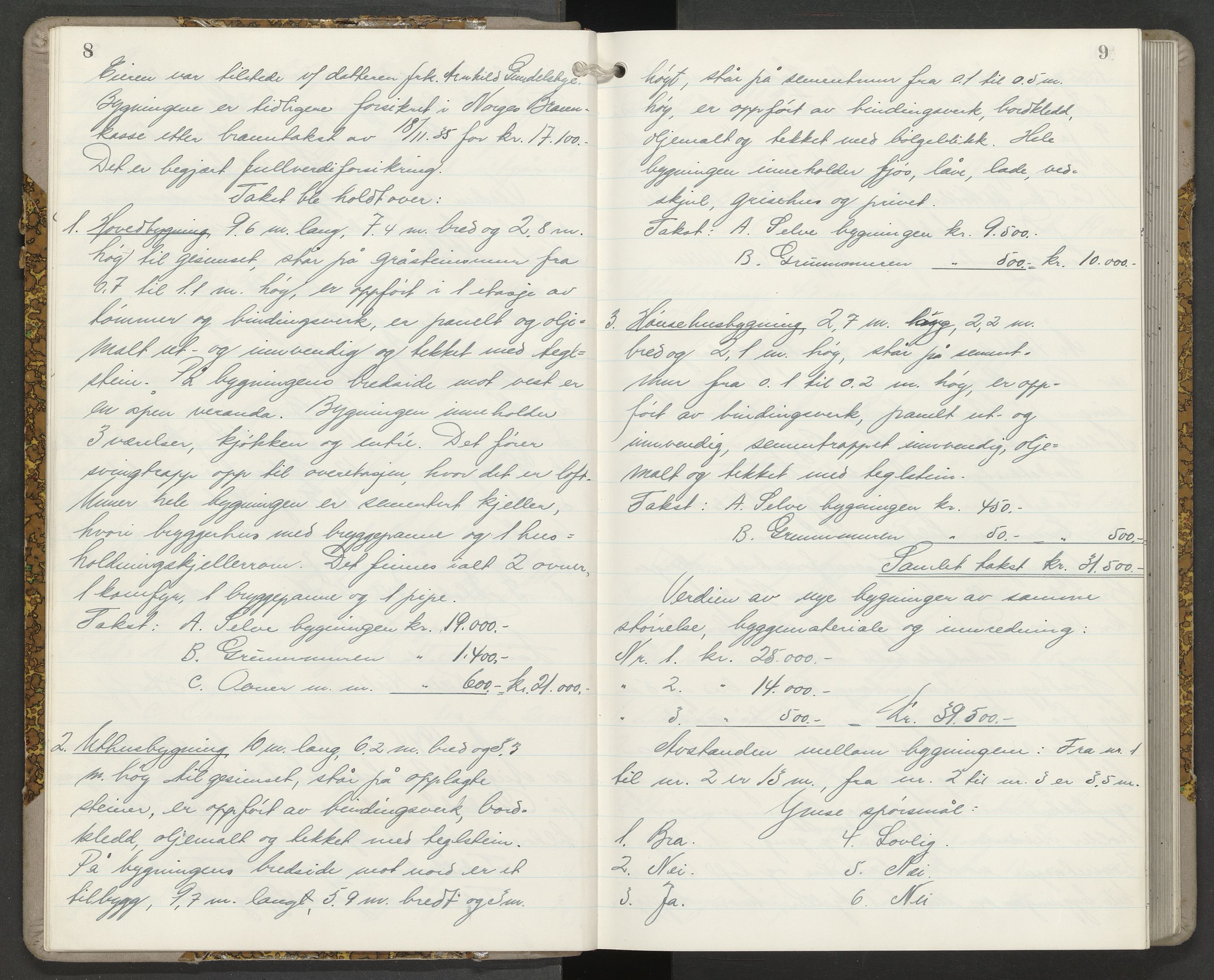 Nøtterøy lensmannskontor, AV/SAKO-A-540/Y/Yg/Yga/L0022: Branntakstprotokoll, 1944-1945, s. 8-9