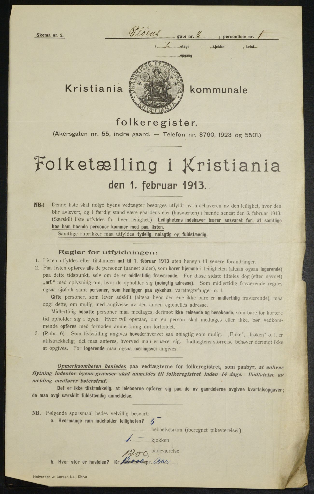 OBA, Kommunal folketelling 1.2.1913 for Kristiania, 1913, s. 81073