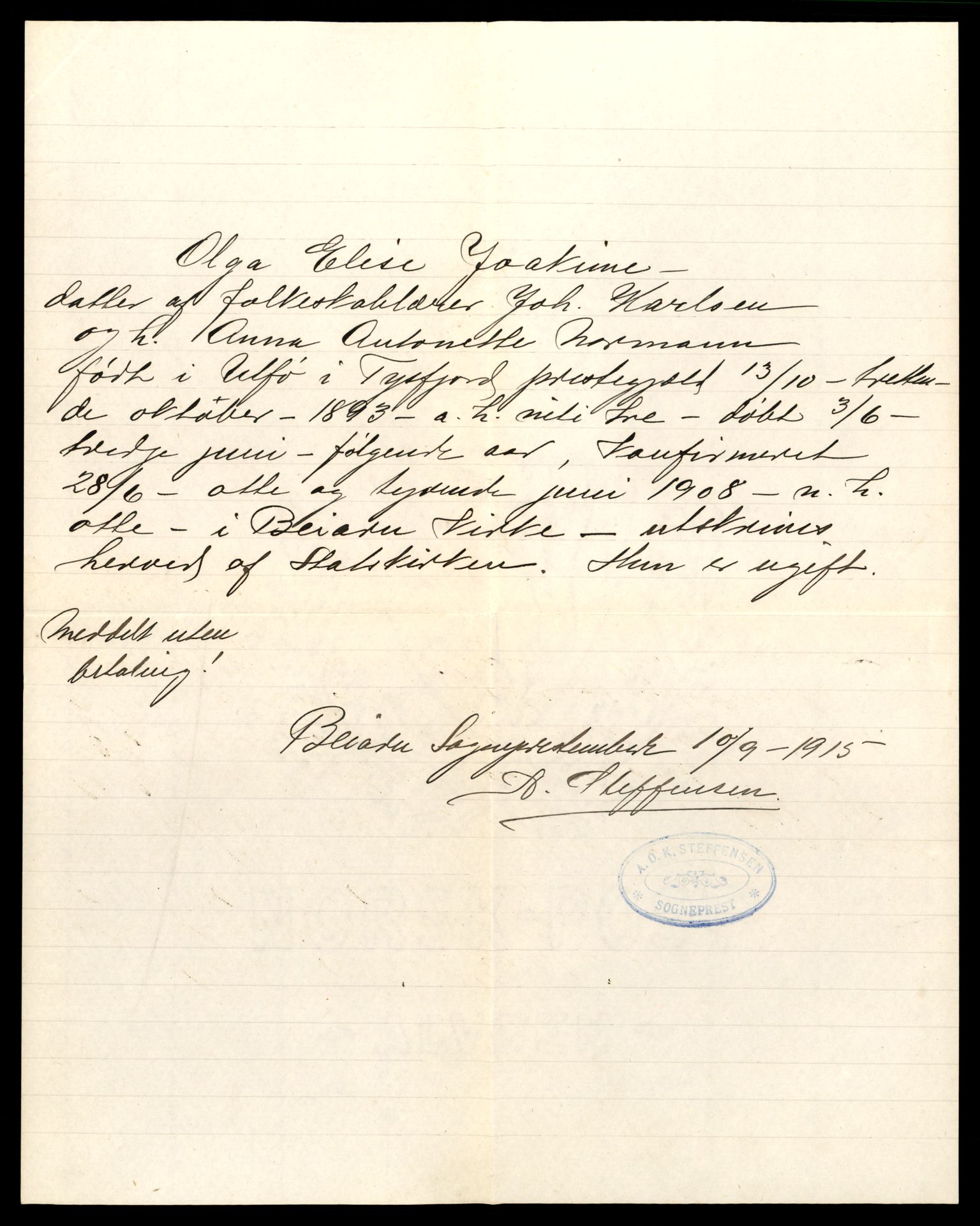 Bodø byfogd, AV/SAT-A-4588/1/6/6E/L0001: Vigsler, 1909-1916, s. 87