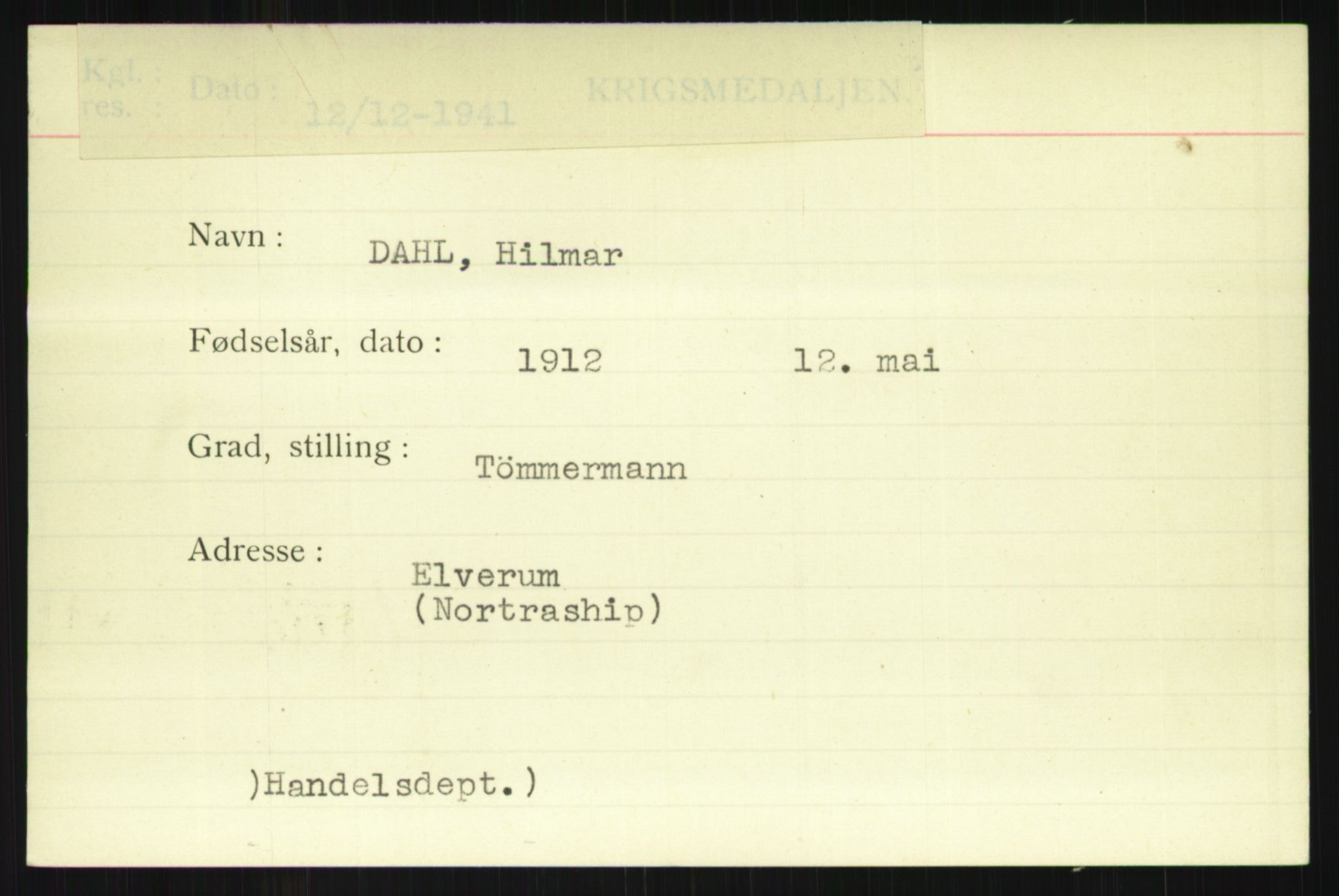 Direktoratet for sjømenn, AV/RA-S-3545/G/Gi/L0004: Kartotek over krigsdekorasjoner tildelt nordmenn under krigen, 1940-1945, s. 1723