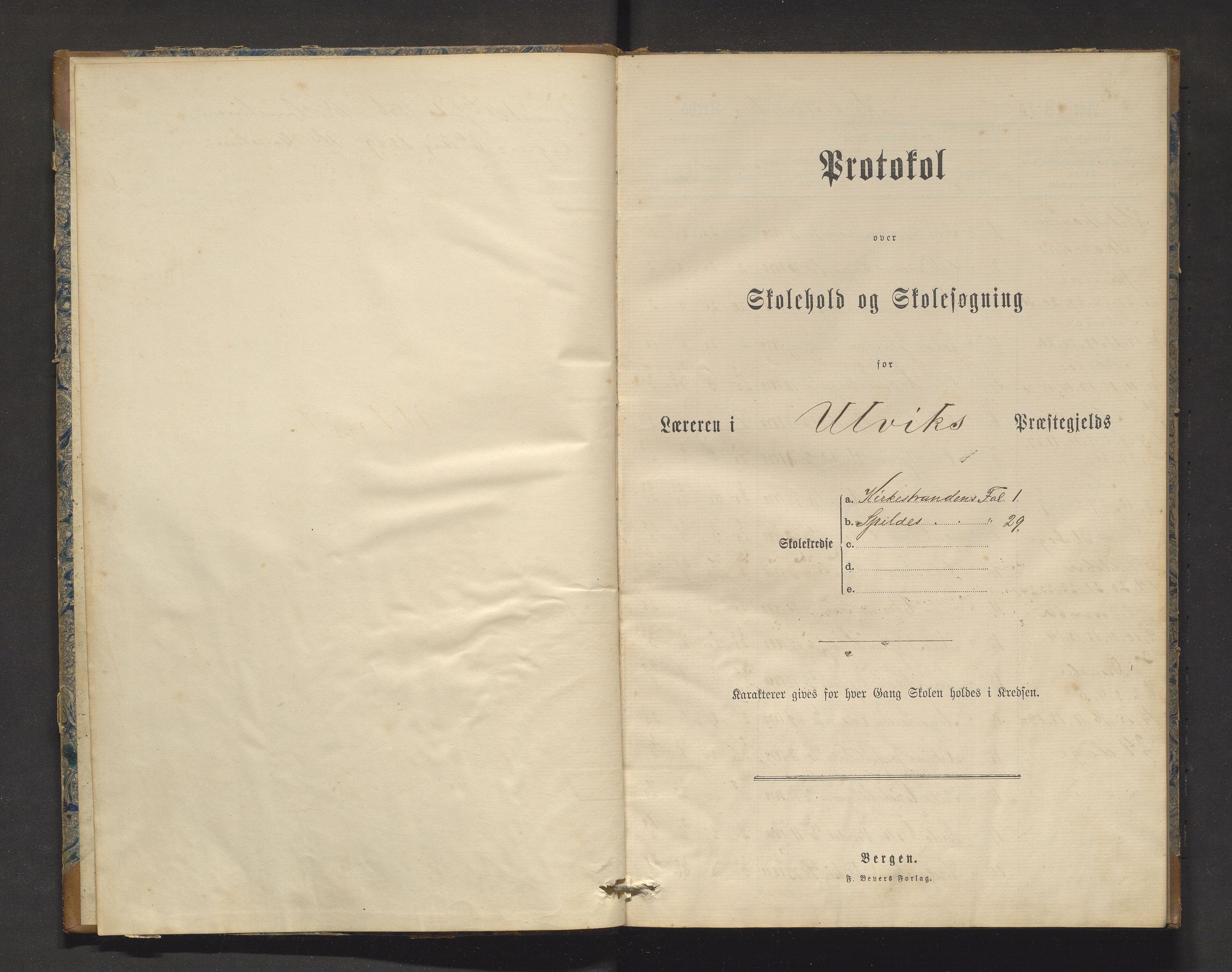Granvin herad. Barneskulane, IKAH/1234-231/F/Fa/L0007: Skuleprotokoll for Kirkestranden og Spilde krinsar i Ulvik prestegjeld, 1886-1901