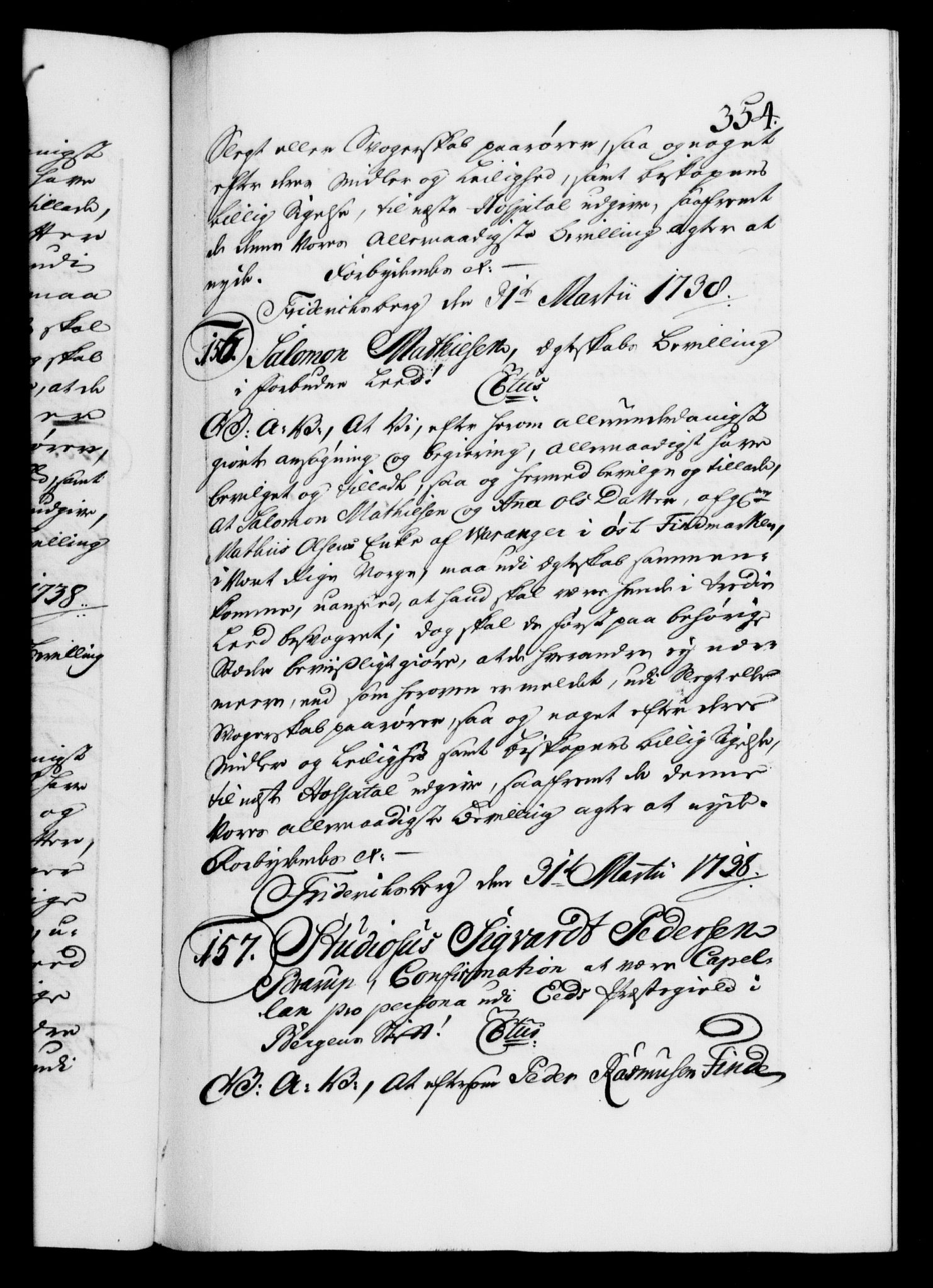 Danske Kanselli 1572-1799, AV/RA-EA-3023/F/Fc/Fca/Fcaa/L0030: Norske registre, 1737-1738, s. 354a