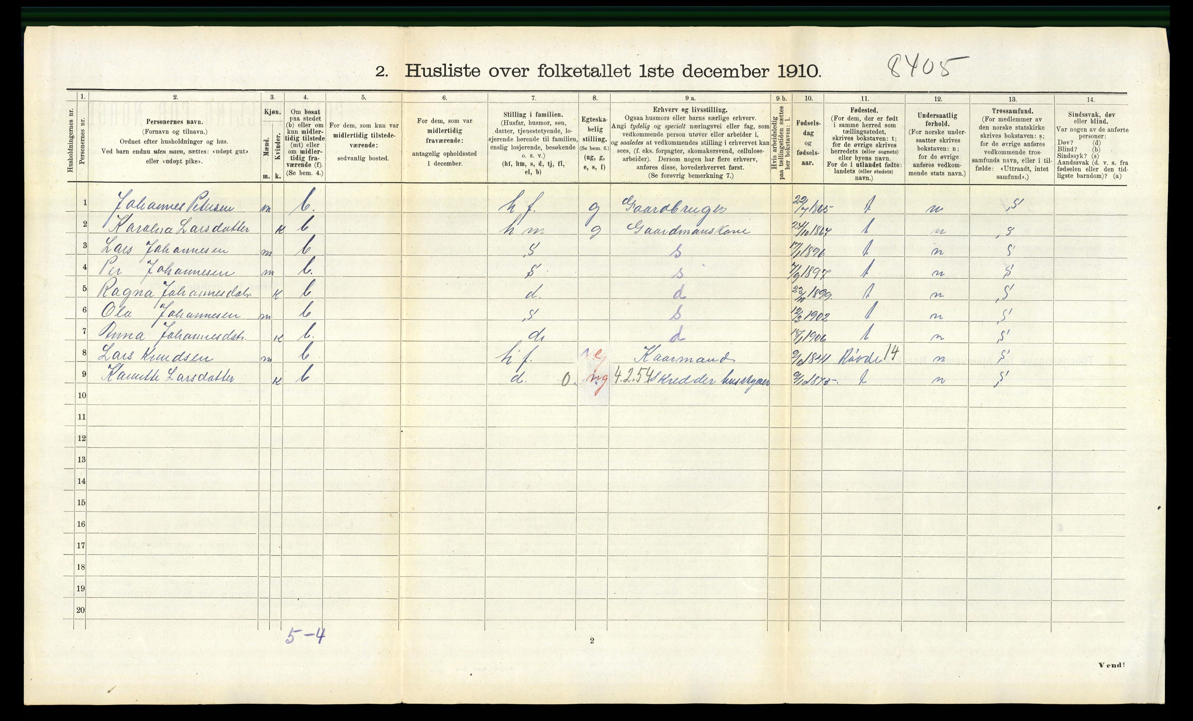 RA, Folketelling 1910 for 1519 Volda herred, 1910, s. 1171