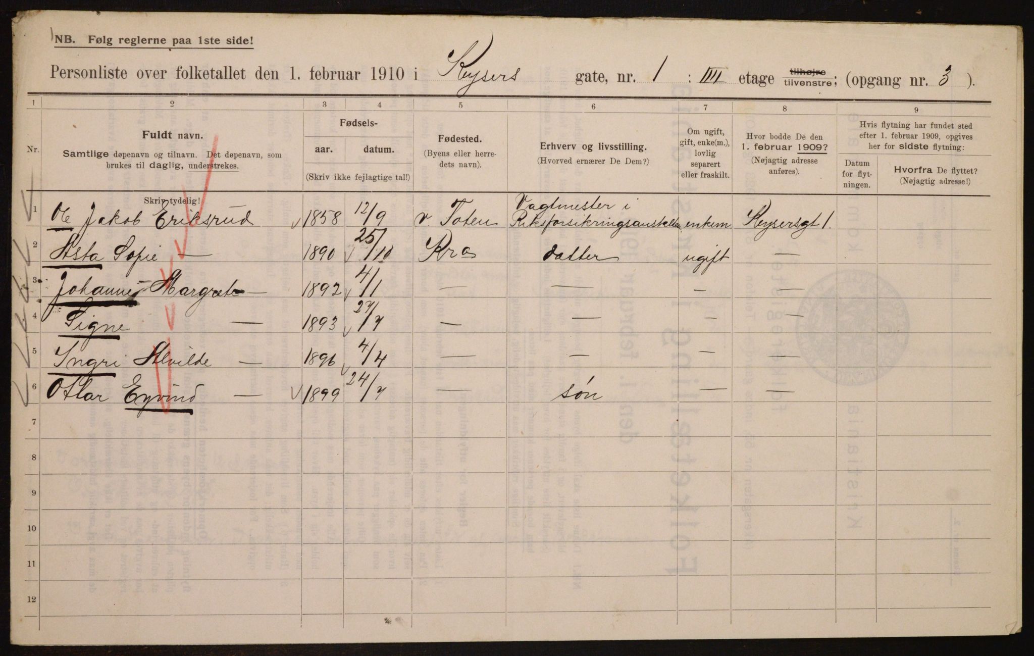 OBA, Kommunal folketelling 1.2.1910 for Kristiania, 1910, s. 47691