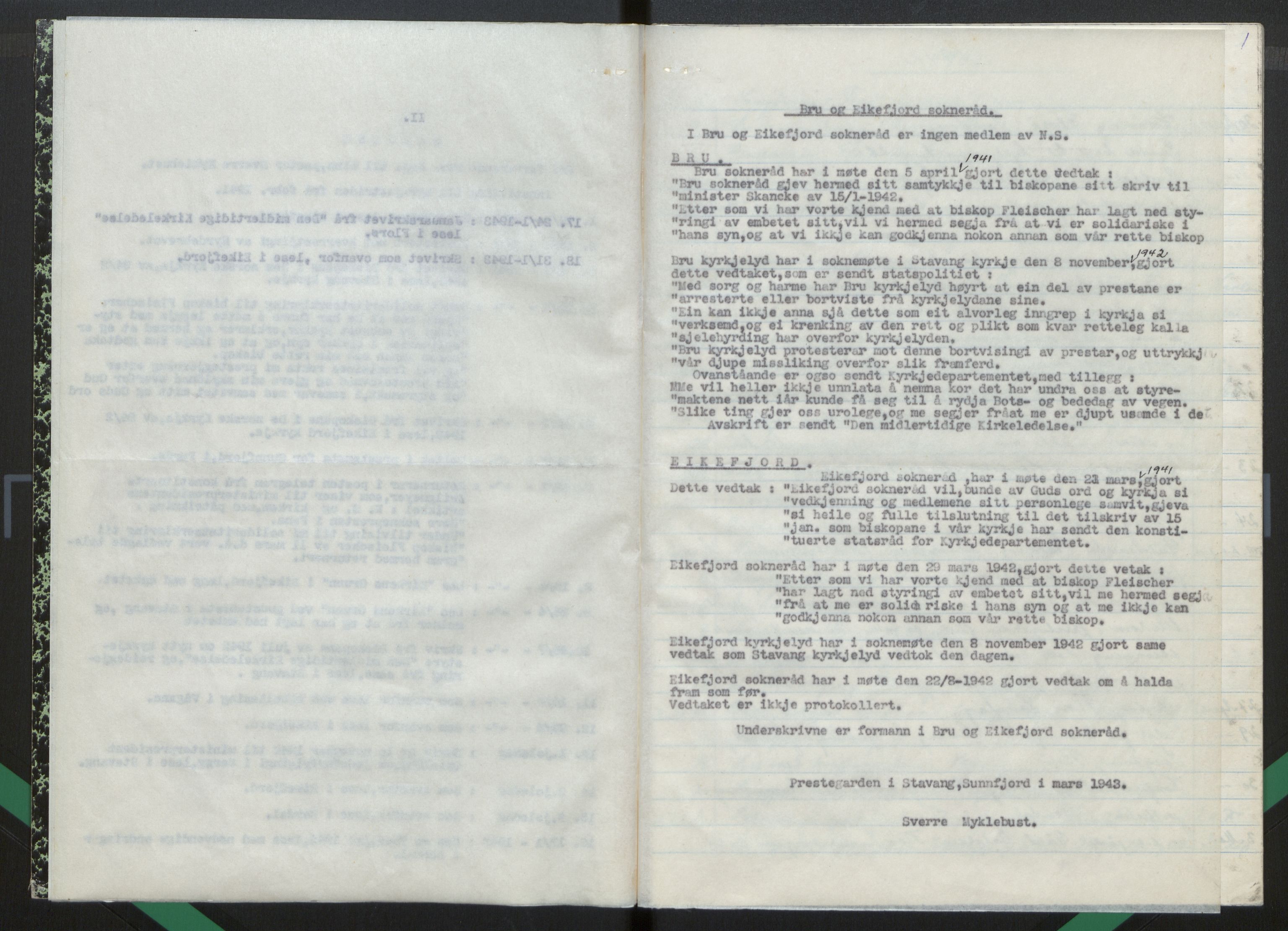 Kinn sokneprestembete, SAB/A-80801/H/Hac/L0002: Dagregister nr. 2, 1942-1945, s. 1