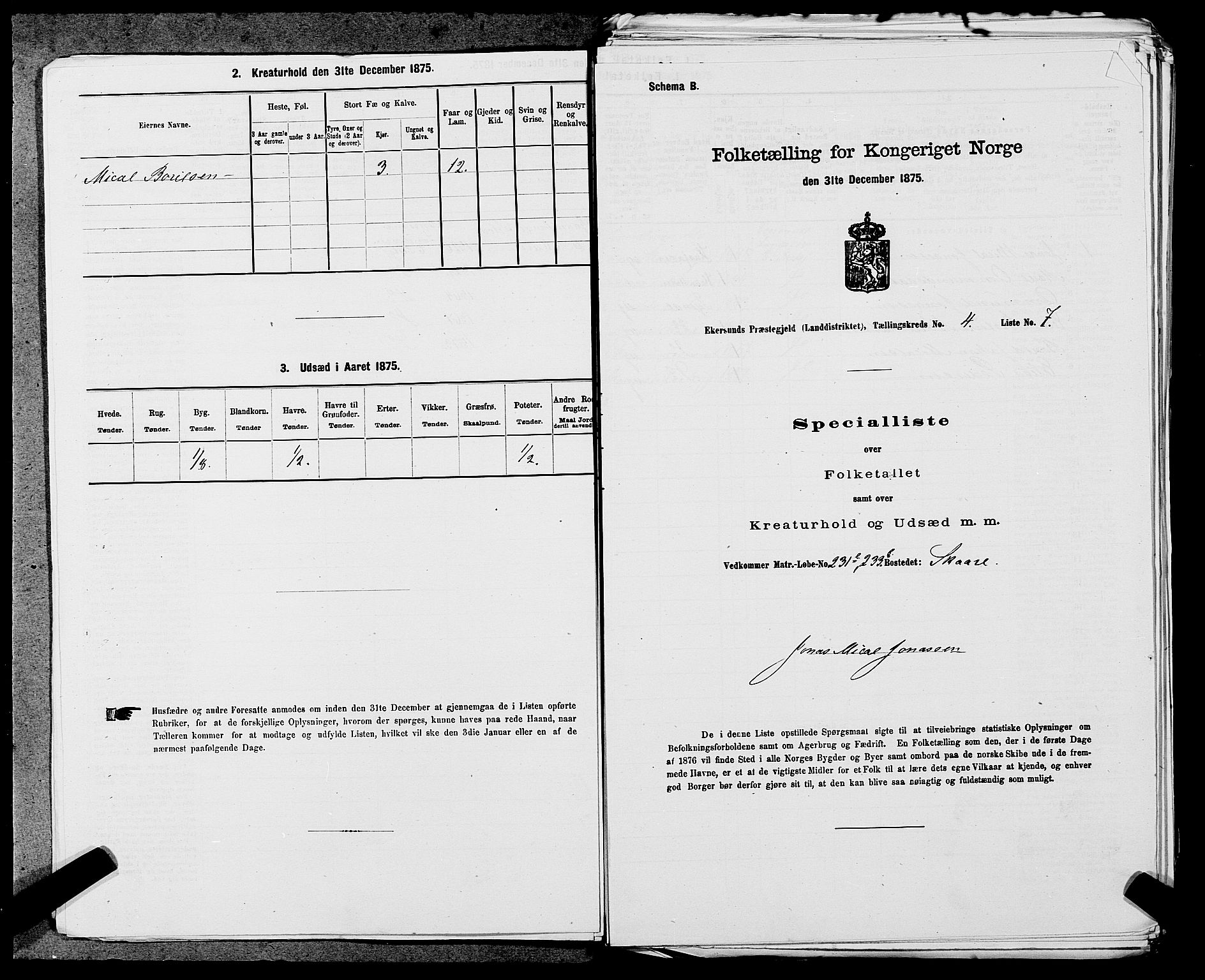 SAST, Folketelling 1875 for 1116L Eigersund prestegjeld, Eigersund landsokn og Ogna sokn, 1875, s. 404