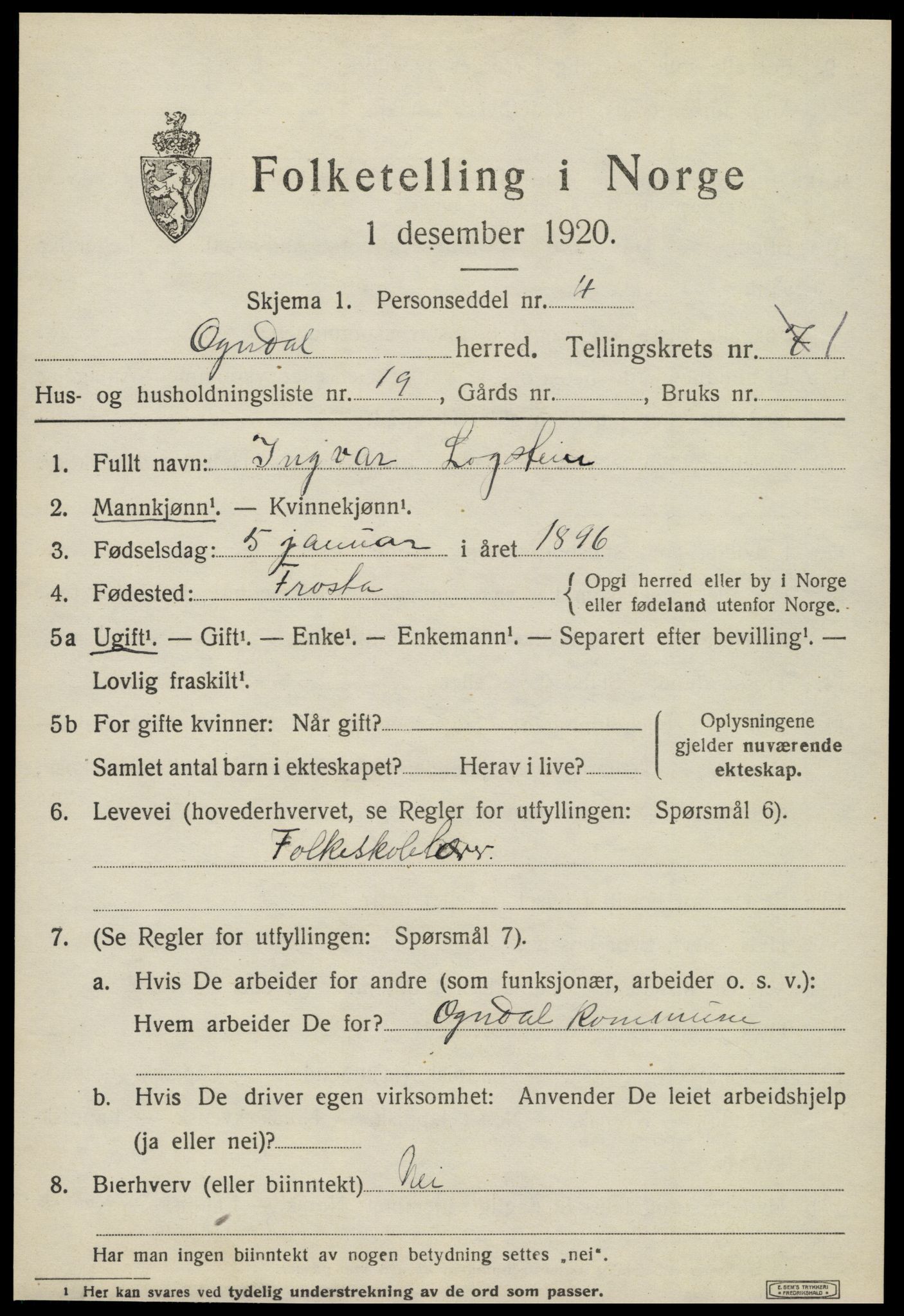 SAT, Folketelling 1920 for 1732 Ogndal herred, 1920, s. 701