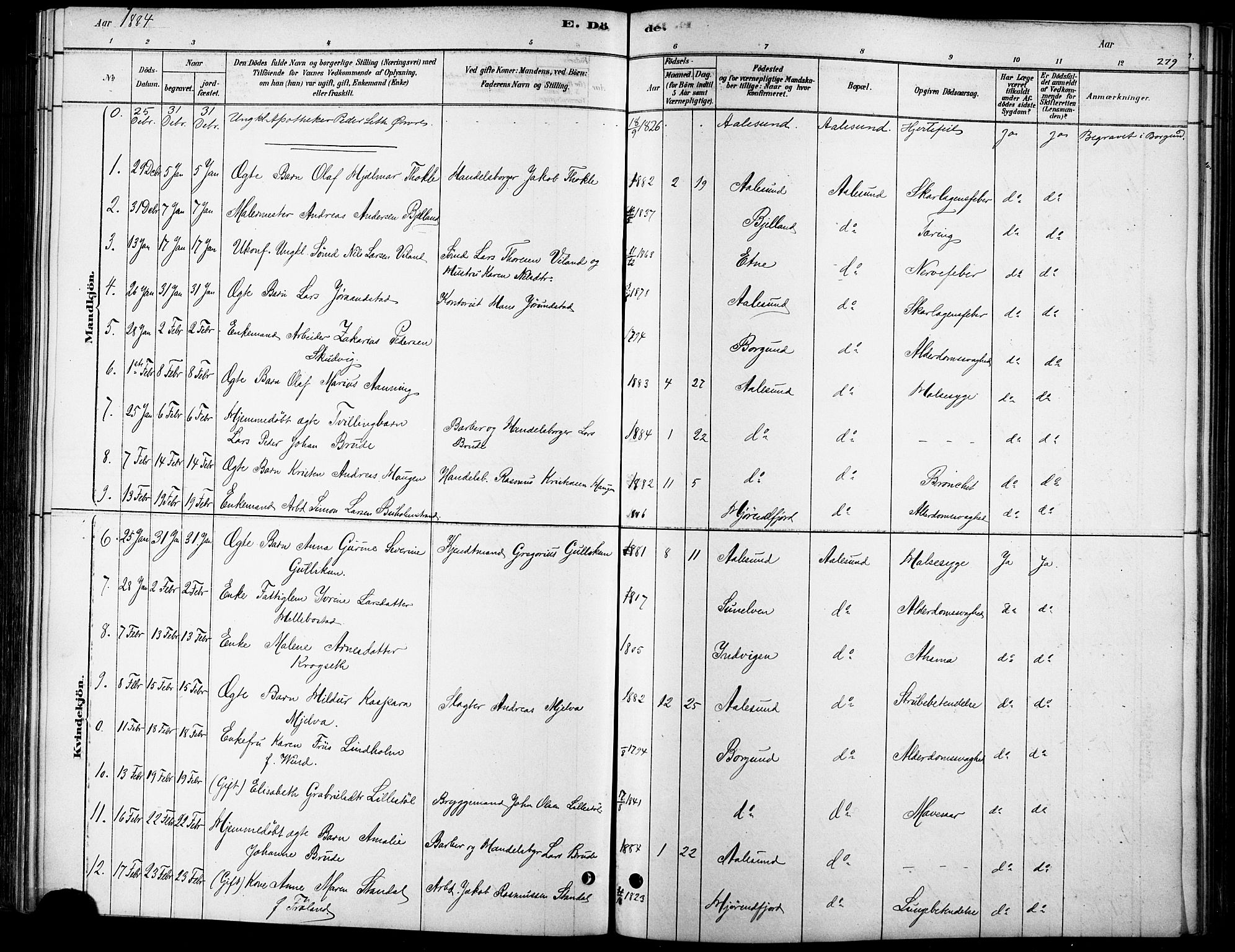 Ministerialprotokoller, klokkerbøker og fødselsregistre - Møre og Romsdal, AV/SAT-A-1454/529/L0454: Ministerialbok nr. 529A04, 1878-1885, s. 279