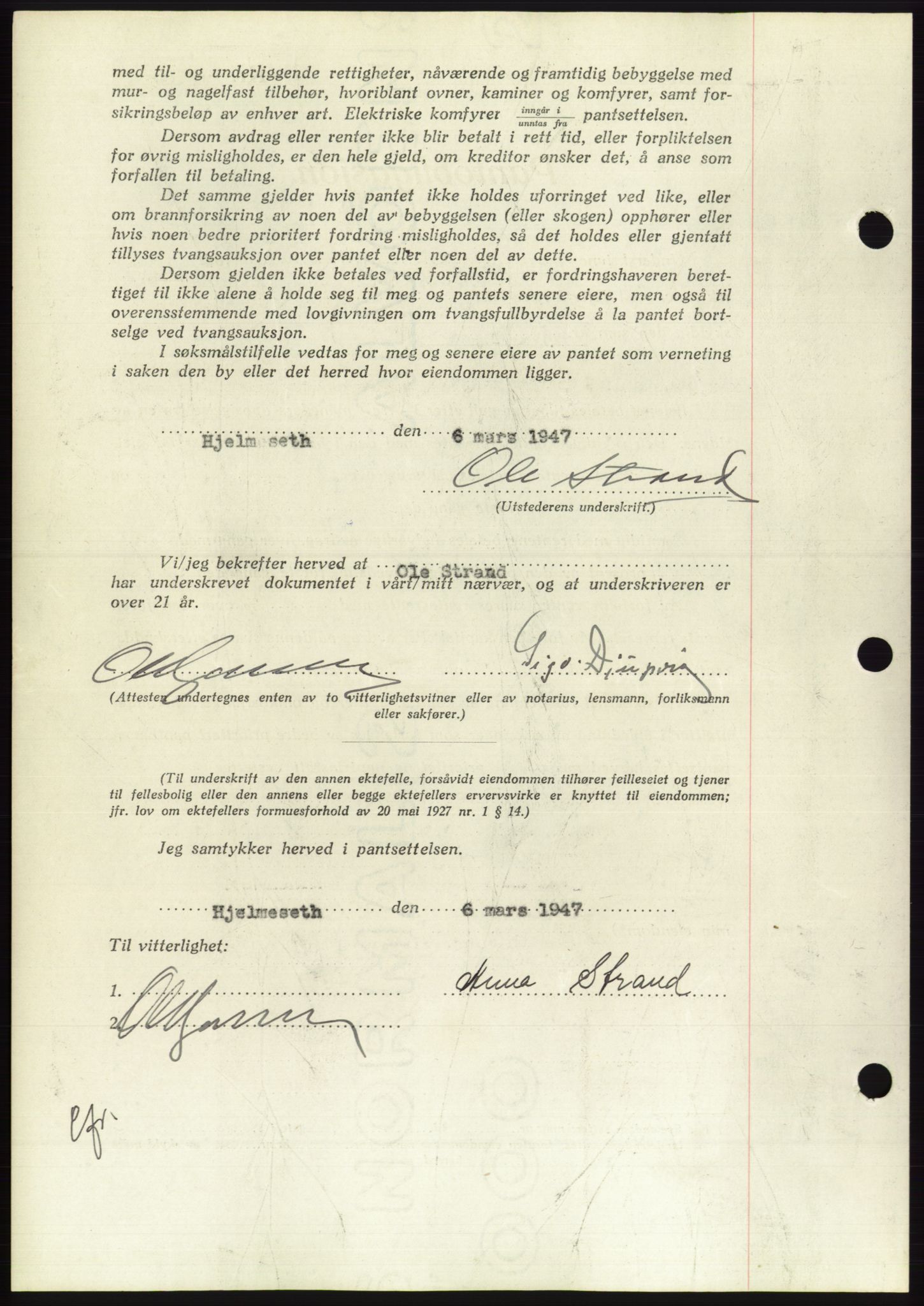 Søre Sunnmøre sorenskriveri, AV/SAT-A-4122/1/2/2C/L0114: Pantebok nr. 1-2B, 1943-1947, Dagboknr: 354/1947