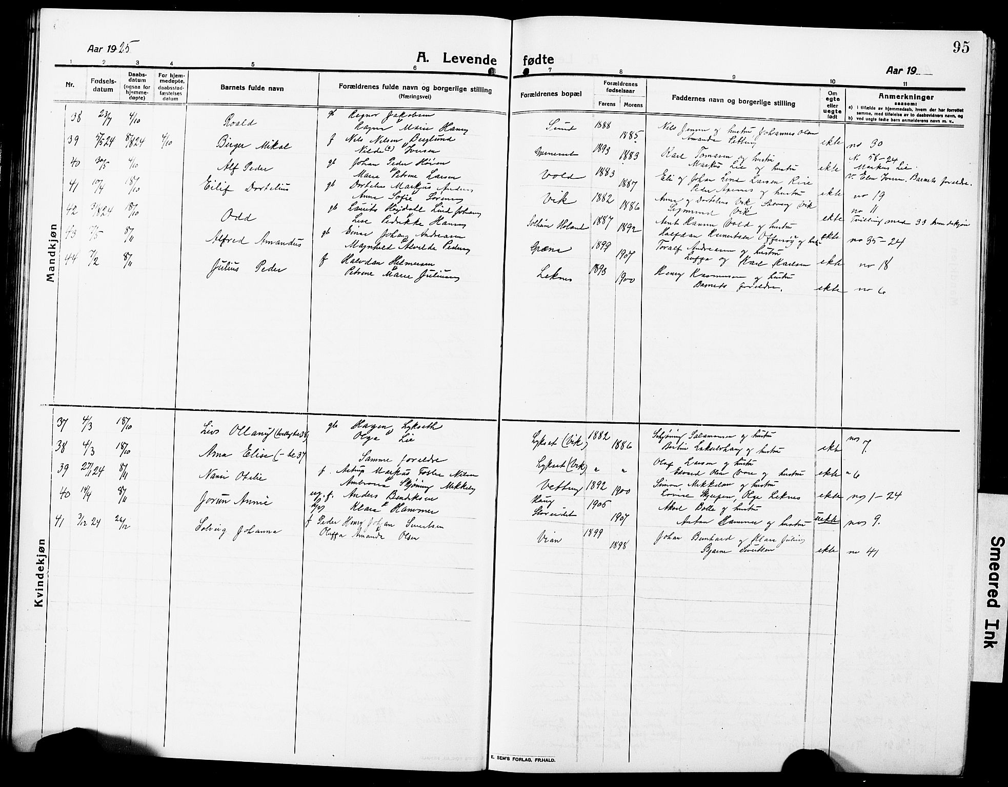 Ministerialprotokoller, klokkerbøker og fødselsregistre - Nordland, AV/SAT-A-1459/881/L1169: Klokkerbok nr. 881C06, 1912-1930, s. 95