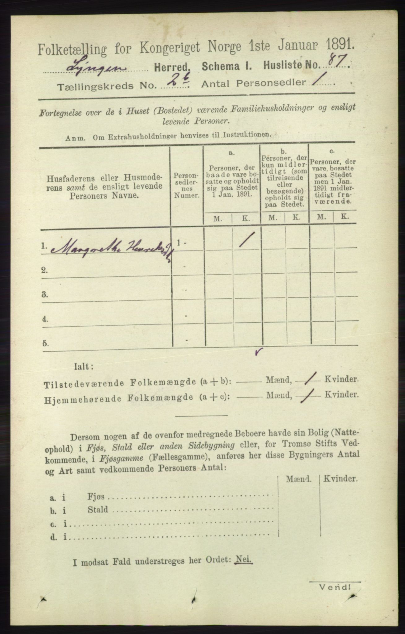 RA, Folketelling 1891 for 1938 Lyngen herred, 1891, s. 2455