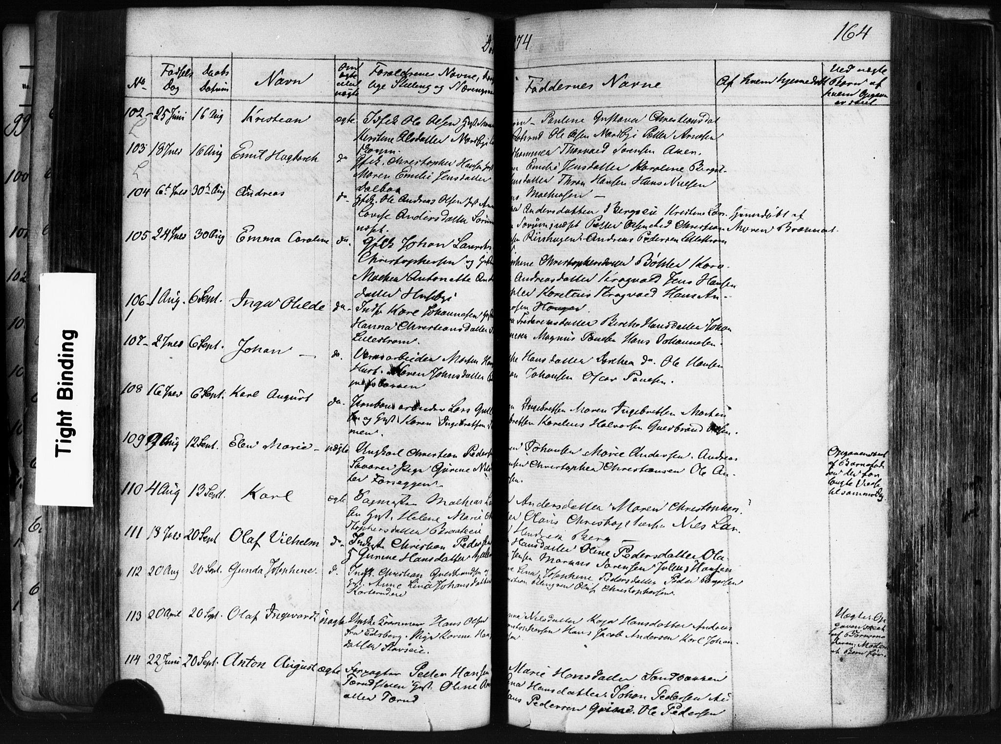 Skedsmo prestekontor Kirkebøker, AV/SAO-A-10033a/F/Fa/L0011: Ministerialbok nr. I 11, 1866-1876, s. 164
