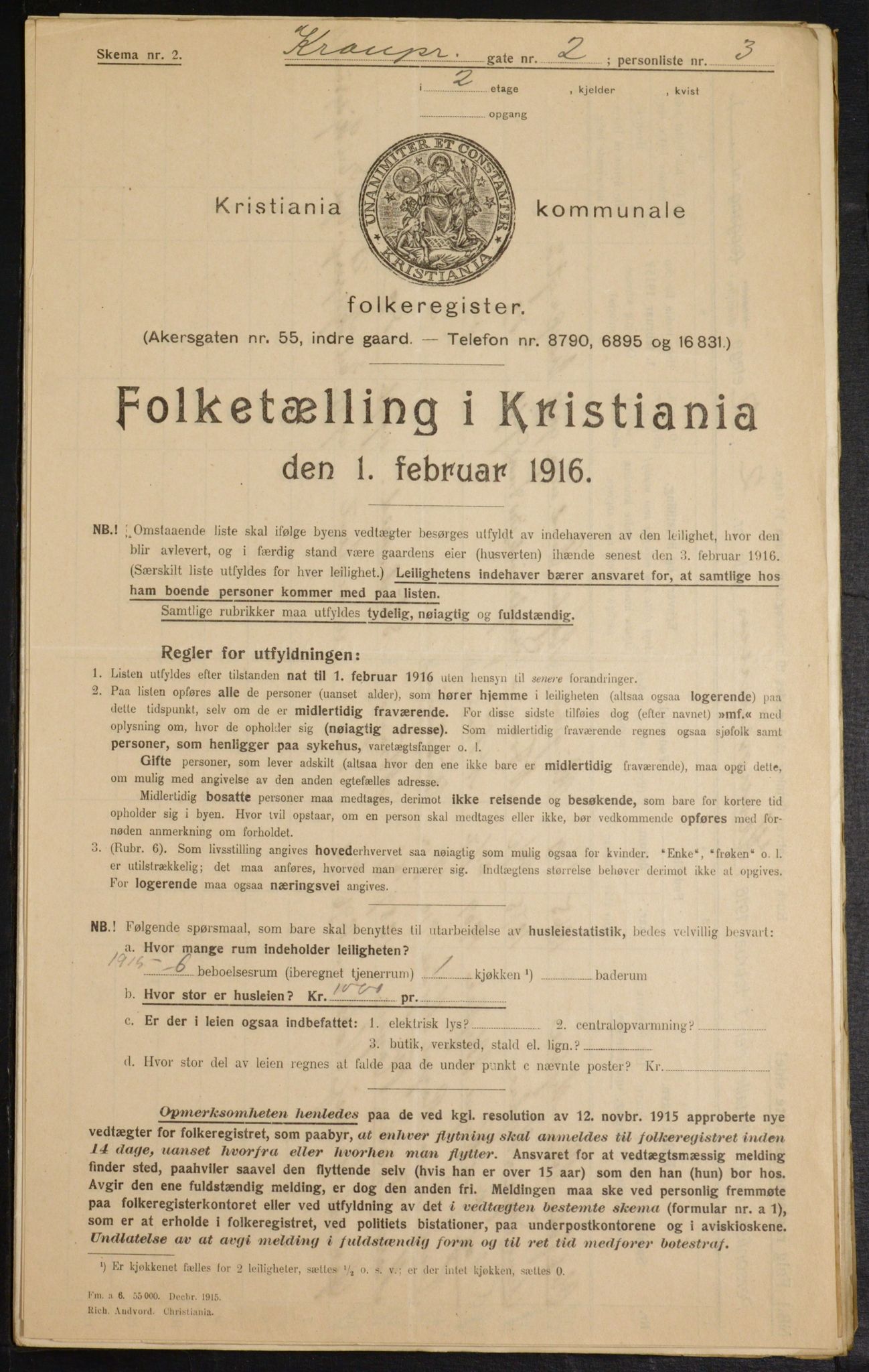 OBA, Kommunal folketelling 1.2.1916 for Kristiania, 1916, s. 55691