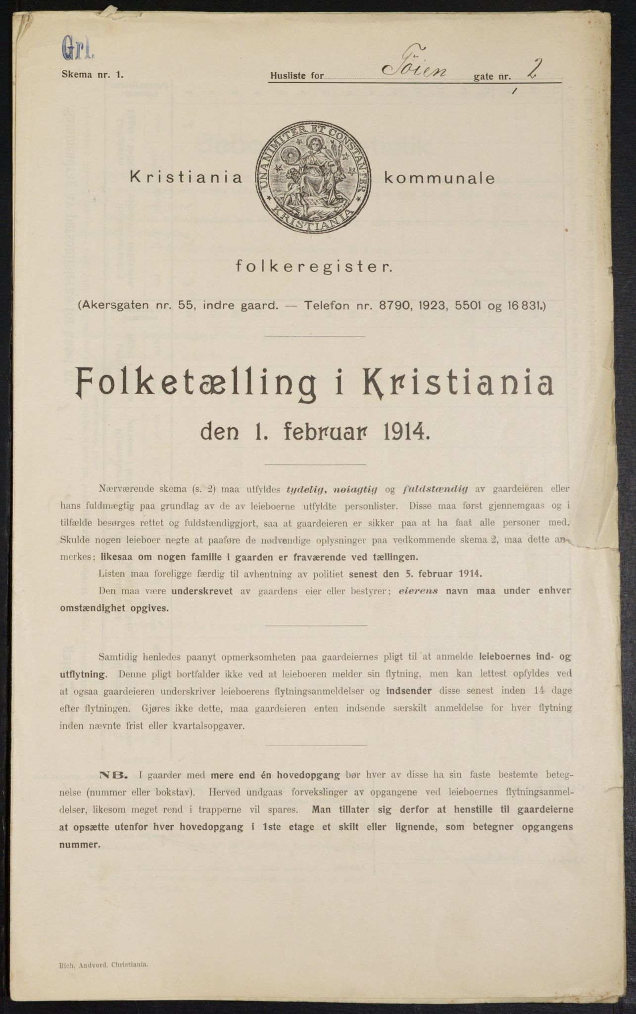 OBA, Kommunal folketelling 1.2.1914 for Kristiania, 1914, s. 118295