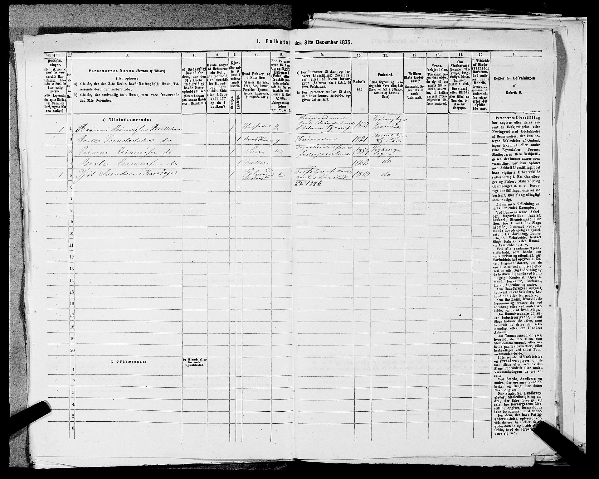 SAST, Folketelling 1875 for 1119P Hå prestegjeld, 1875, s. 814