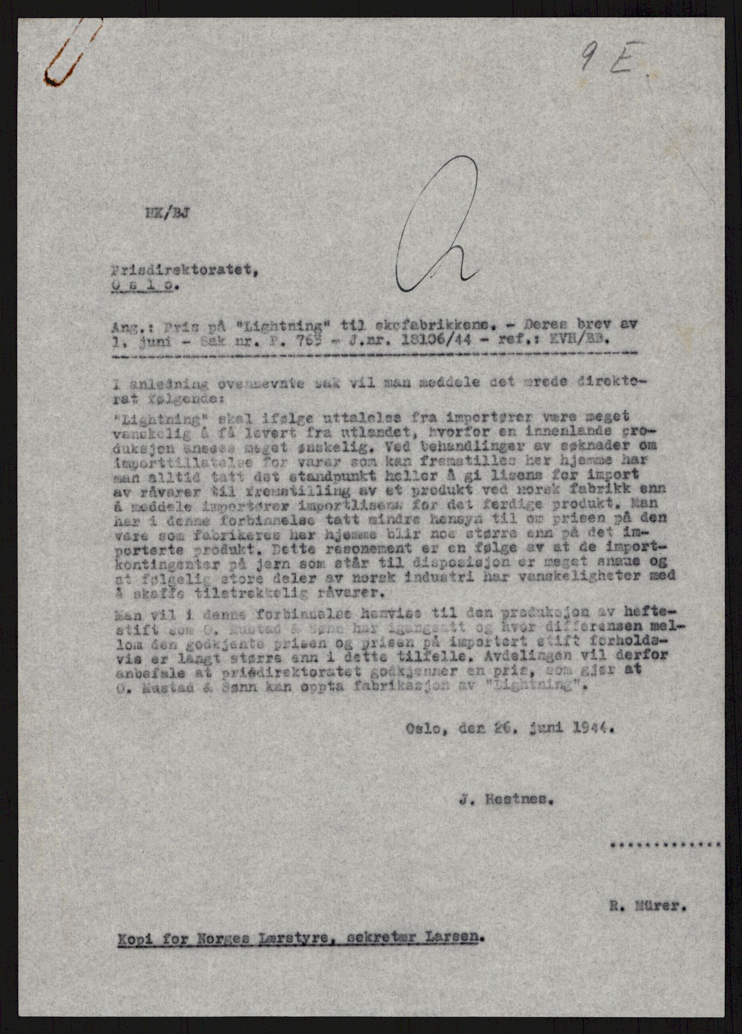 Direktoratet for industriforsyning, Sekretariatet, AV/RA-S-4153/D/Df/L0055: 9. Metallkontoret, 1940-1945, s. 271