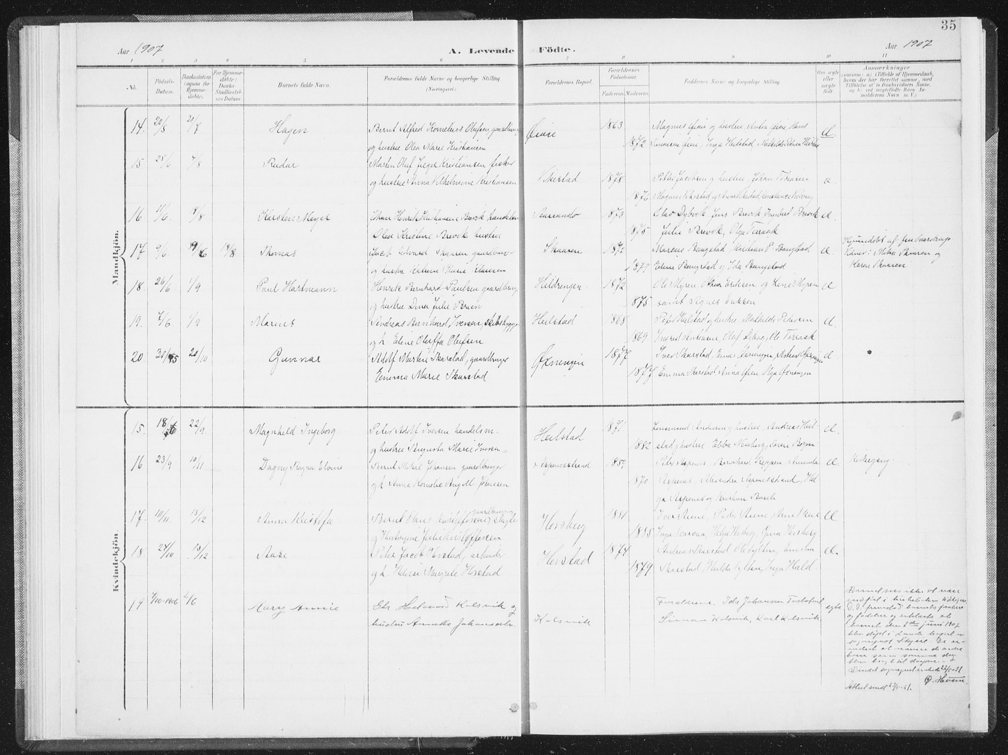 Ministerialprotokoller, klokkerbøker og fødselsregistre - Nordland, AV/SAT-A-1459/810/L0153: Ministerialbok nr. 810A12, 1899-1914, s. 35