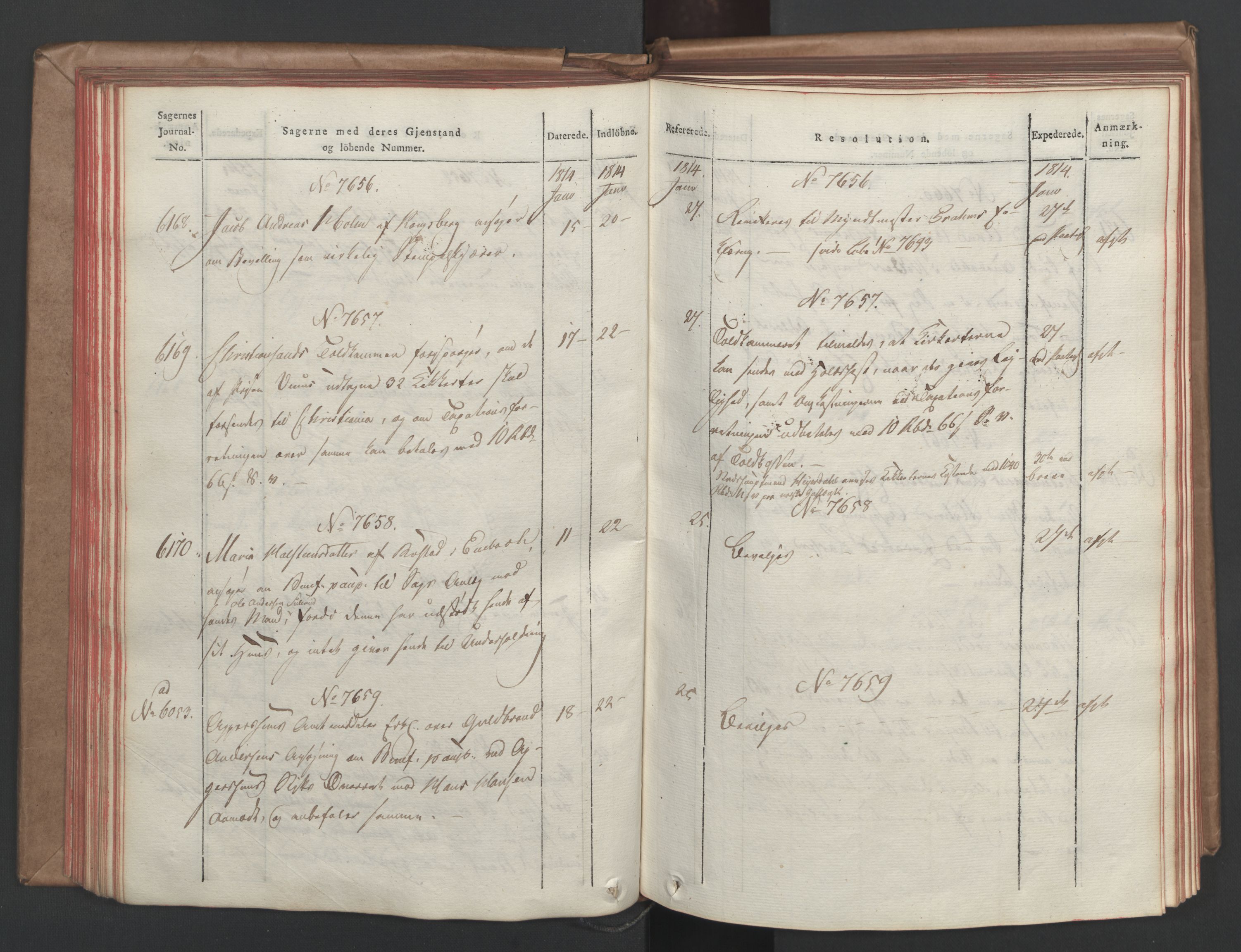 Stattholderembetet 1810-1814, 1. kontor (Kontor A), AV/RA-EA-2872/Ab/L0008: Referatprotokoll,  j.nr. 5846-6405,  l.nr. 7275-7924, 1813-1814, s. 110