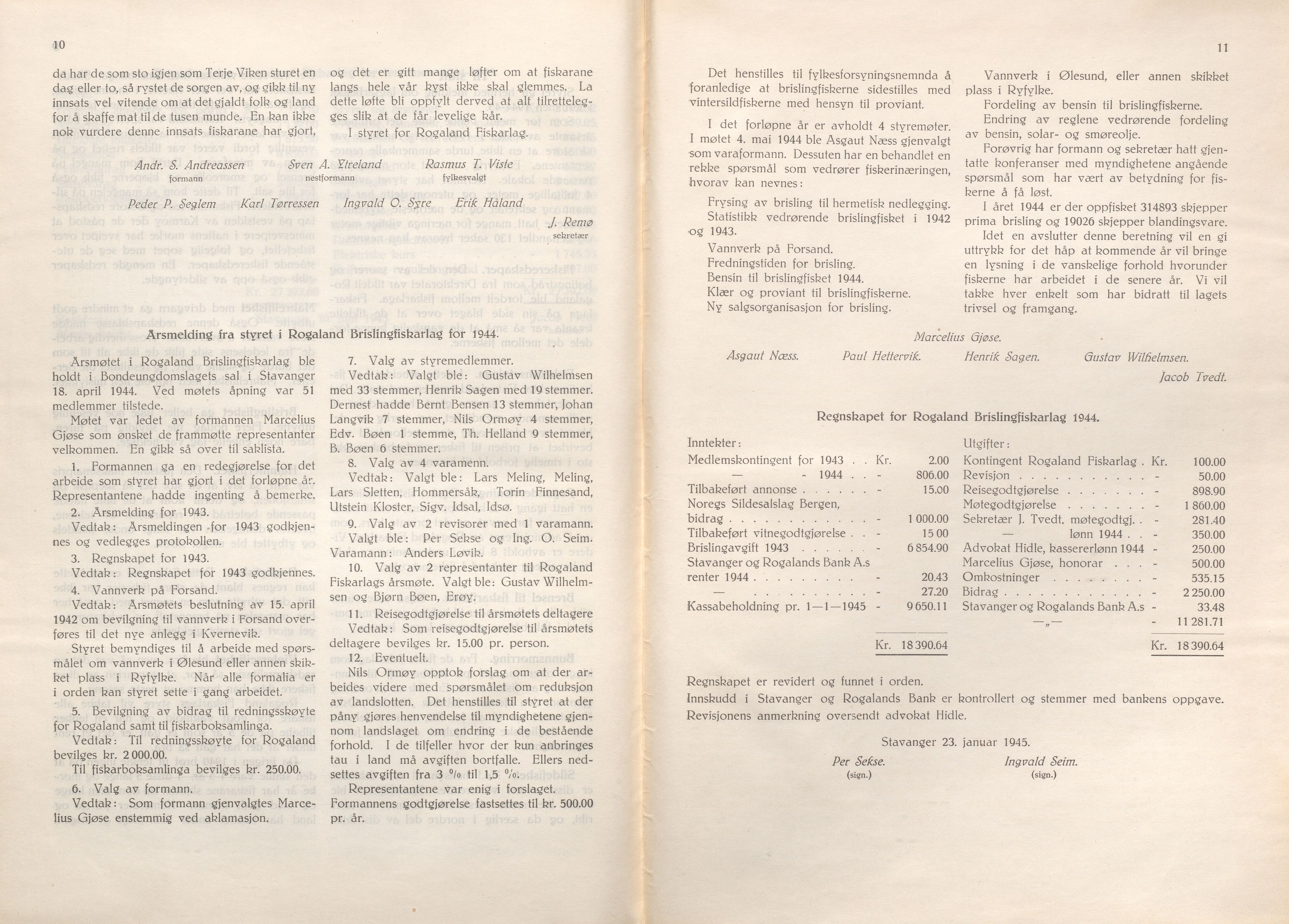 Rogaland fylkeskommune - Fylkesrådmannen , IKAR/A-900/A/Aa/Aaa/L0064: Møtebok , 1945, s. 10-11