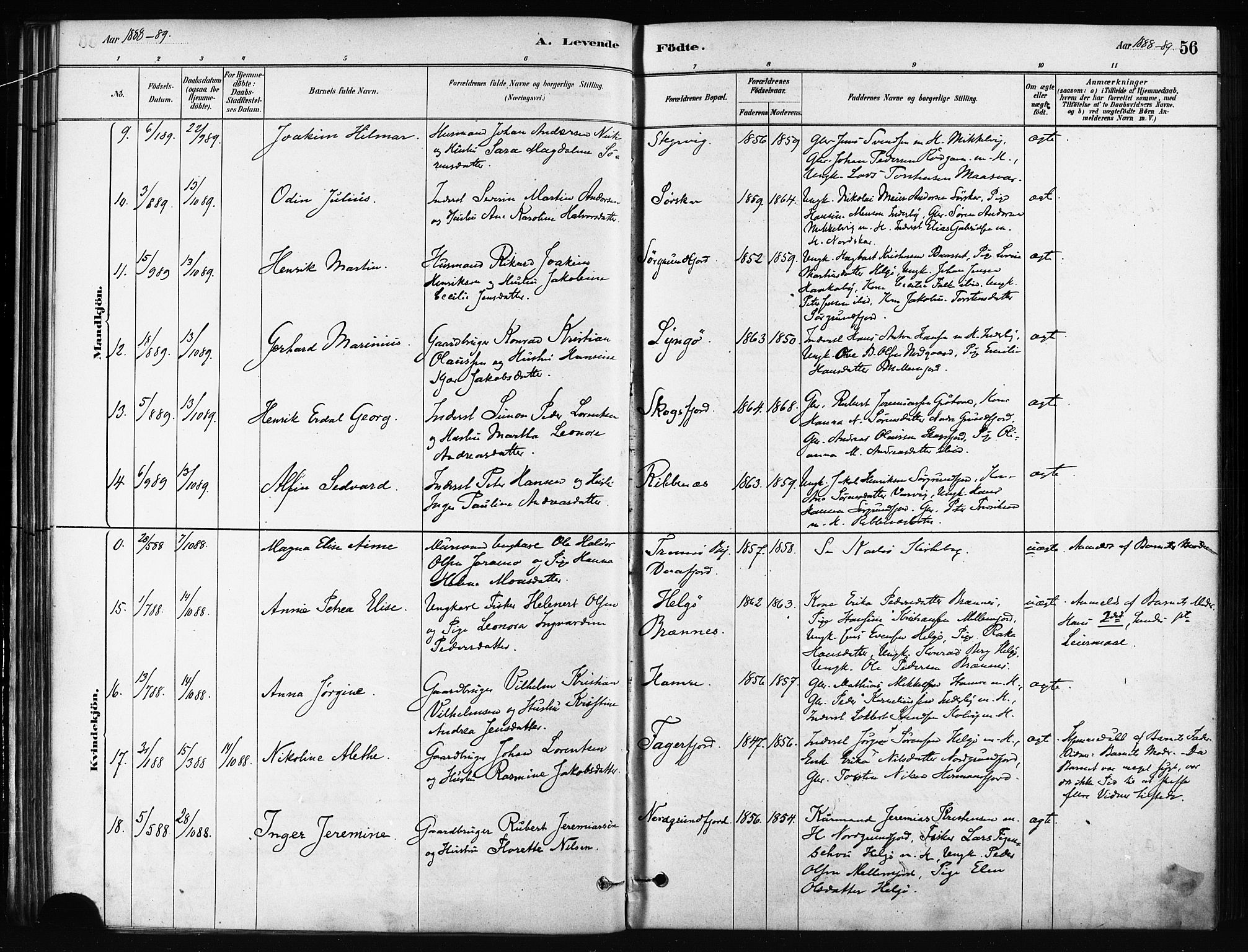 Karlsøy sokneprestembete, AV/SATØ-S-1299/H/Ha/Haa/L0011kirke: Ministerialbok nr. 11, 1879-1892, s. 56