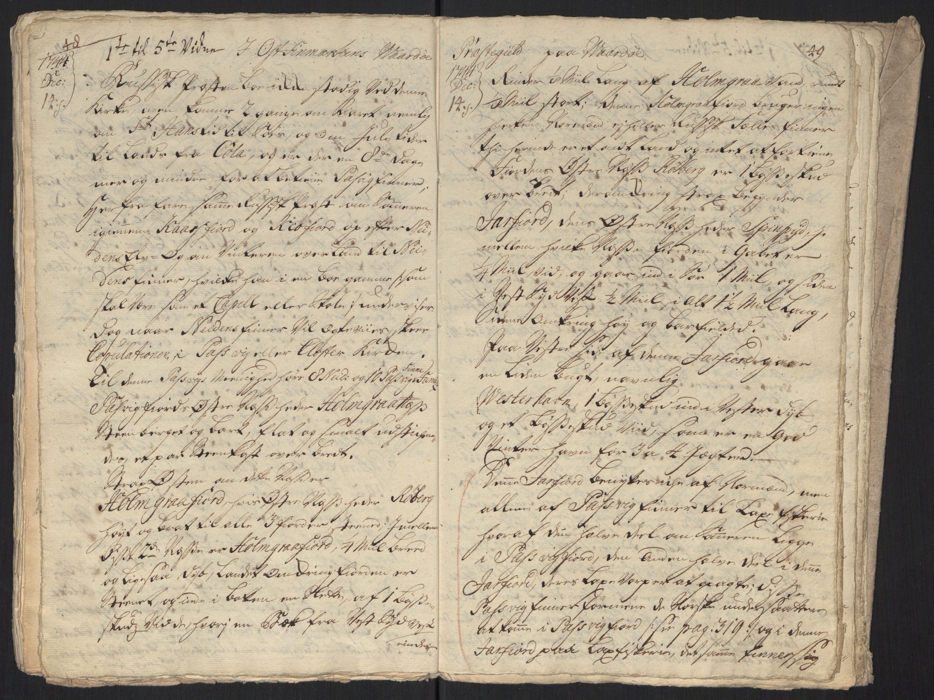 Danske Kanselli, Grensearkivet, AV/RA-EA-4062/F/L0011a/0004: Volum XXIII-XXVIa / Vol. XXVIa: Major Schnitlers grenseeksaminasjonsprotokoll, 6. bind, 1744-1745, s. 48-49