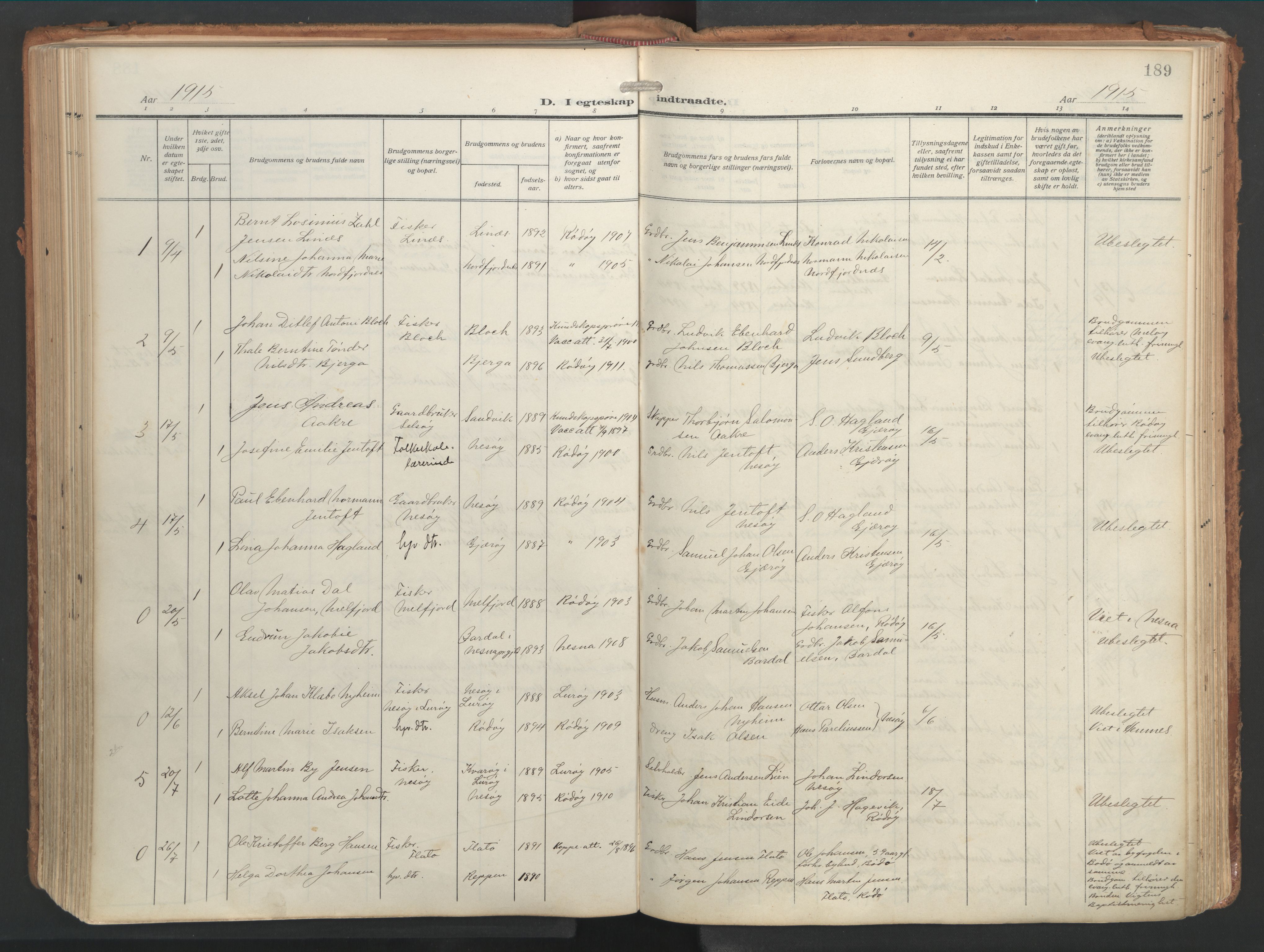 Ministerialprotokoller, klokkerbøker og fødselsregistre - Nordland, AV/SAT-A-1459/841/L0614: Ministerialbok nr. 841A17, 1911-1925, s. 189