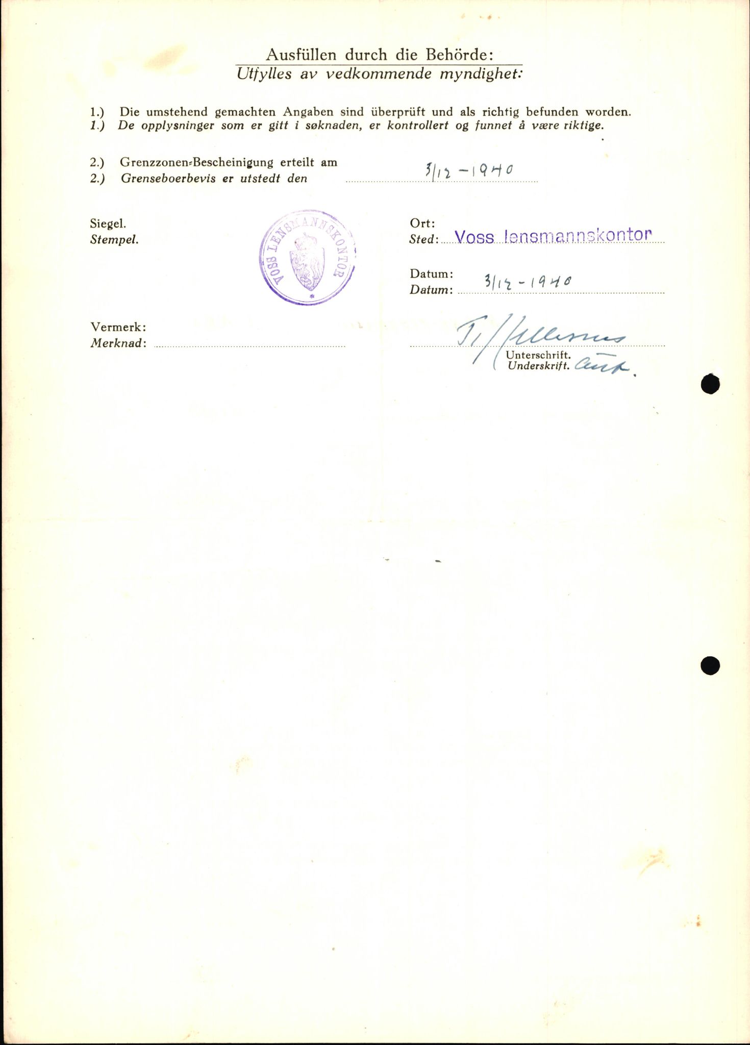 Lensmannen i Voss, AV/SAB-A-35801/0026/L0008: Søknader om grensebuarbevis, 5501 - 6500, 1940-1945, s. 70