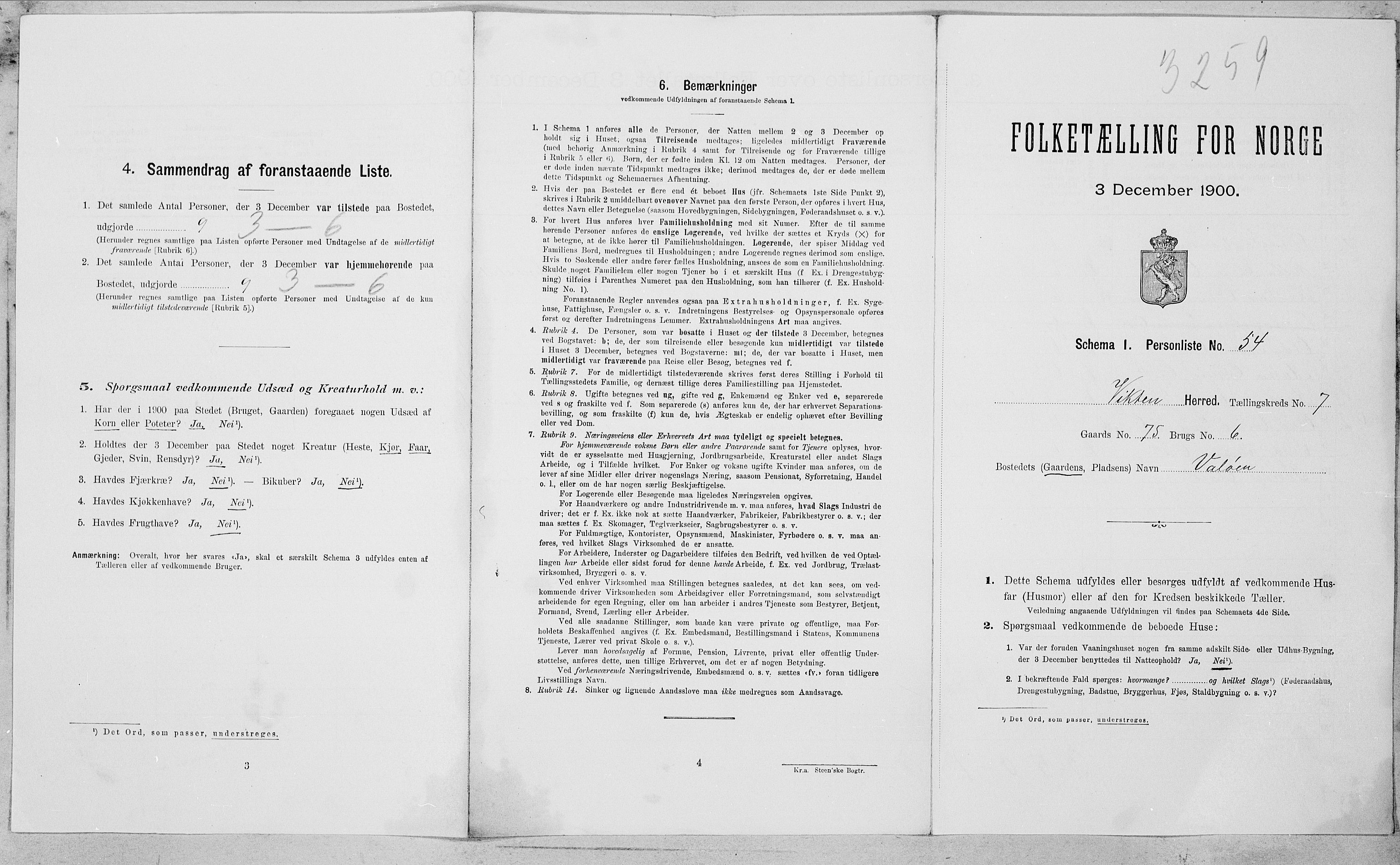 SAT, Folketelling 1900 for 1750 Vikna herred, 1900, s. 850