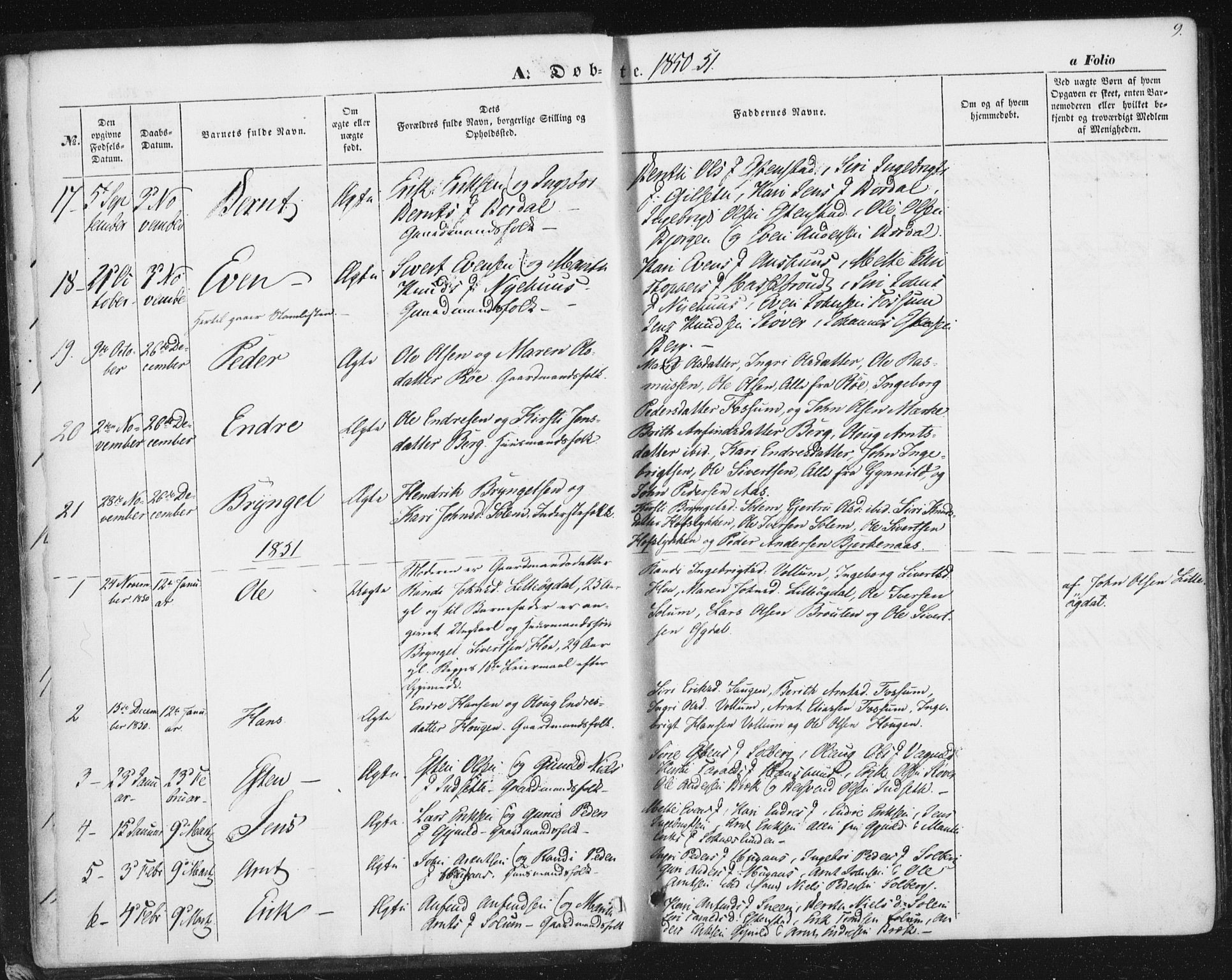Ministerialprotokoller, klokkerbøker og fødselsregistre - Sør-Trøndelag, AV/SAT-A-1456/689/L1038: Ministerialbok nr. 689A03, 1848-1872, s. 9