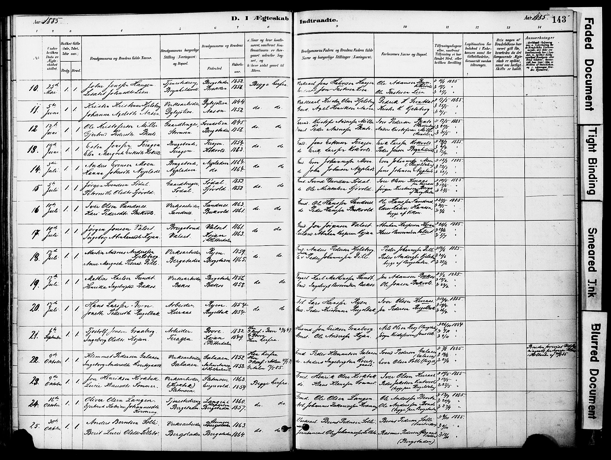 Ministerialprotokoller, klokkerbøker og fødselsregistre - Sør-Trøndelag, AV/SAT-A-1456/681/L0933: Ministerialbok nr. 681A11, 1879-1890, s. 143