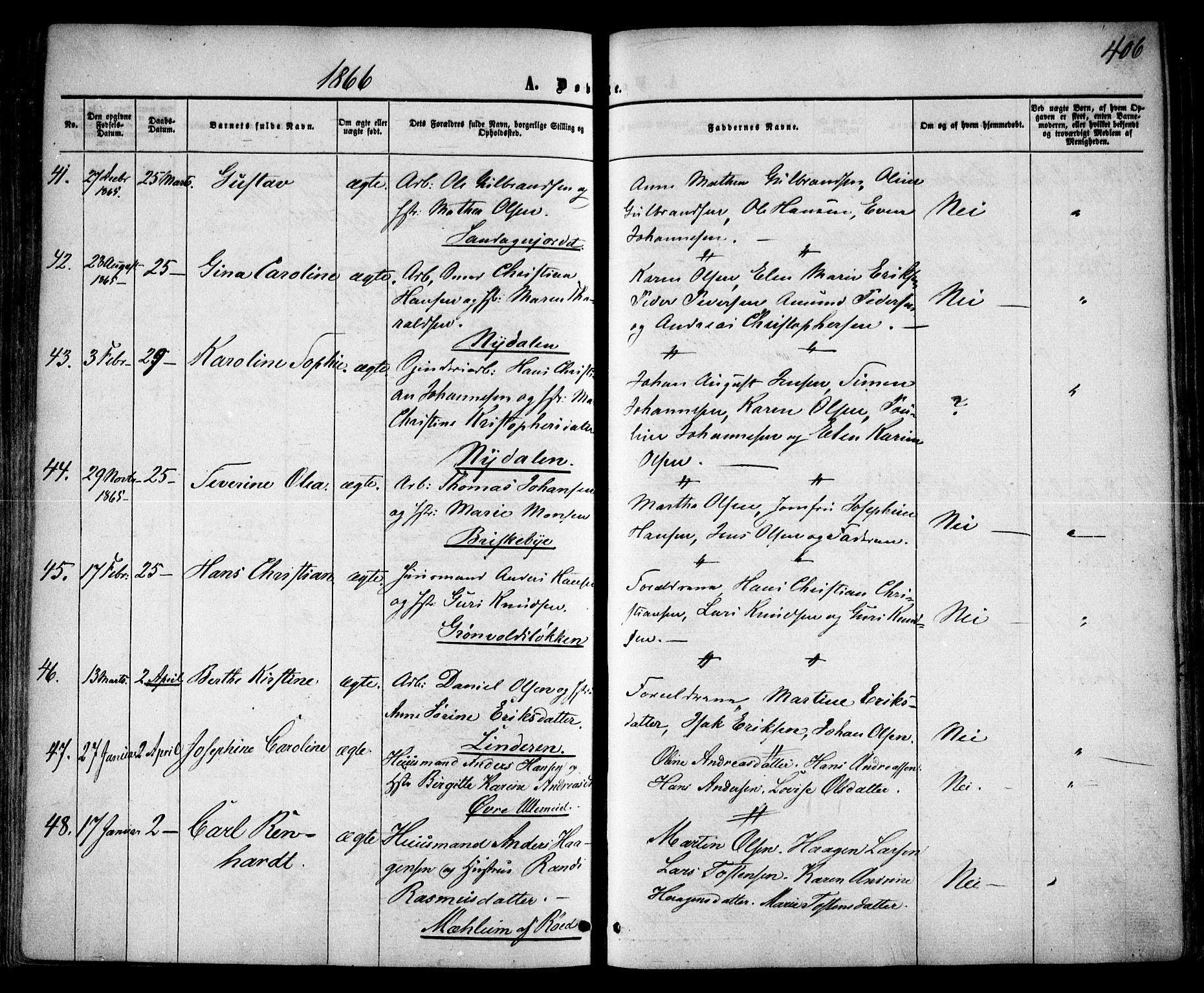 Vestre Aker prestekontor Kirkebøker, AV/SAO-A-10025/F/Fa/L0003: Ministerialbok nr. 3, 1857-1868, s. 406