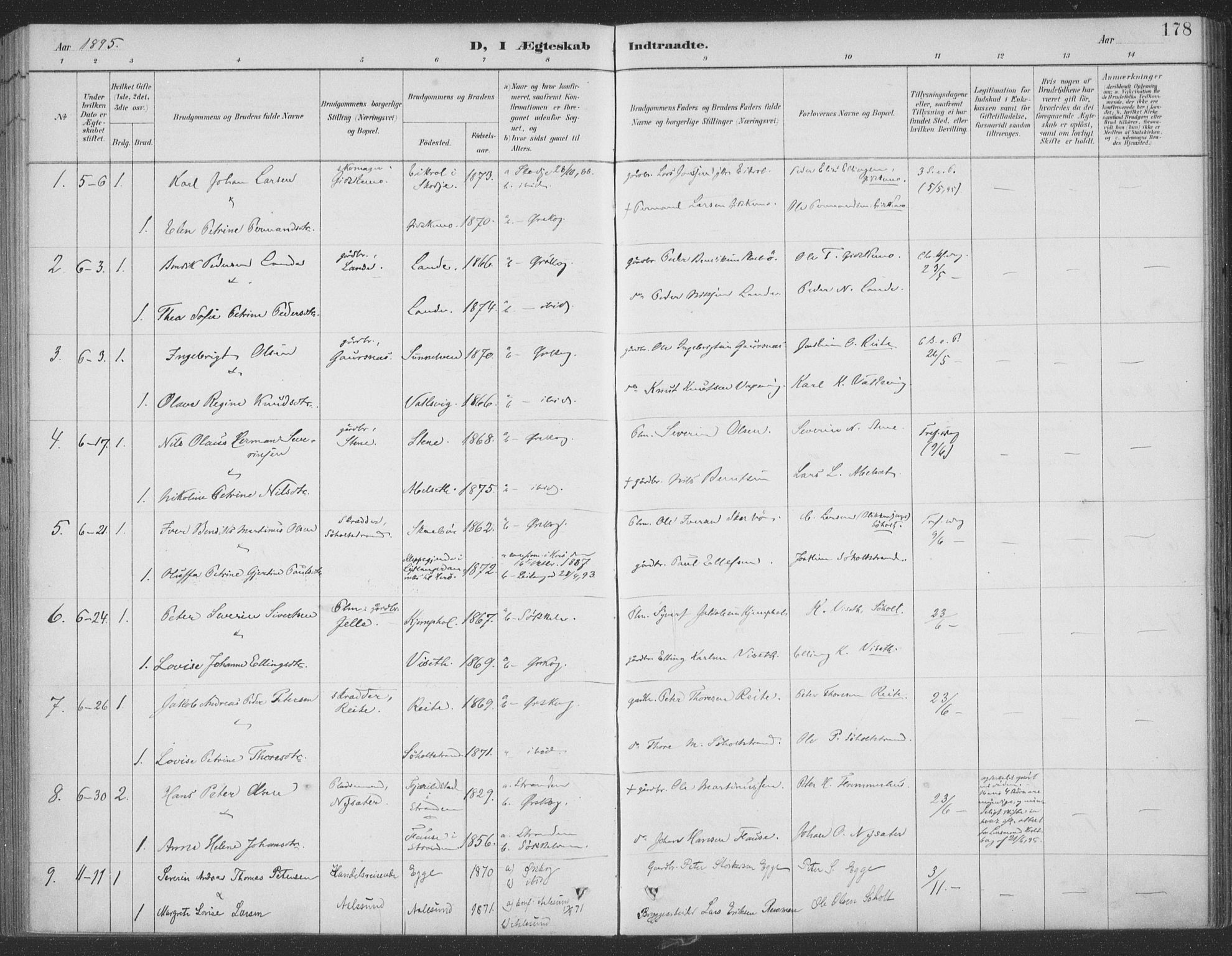 Ministerialprotokoller, klokkerbøker og fødselsregistre - Møre og Romsdal, SAT/A-1454/522/L0316: Ministerialbok nr. 522A11, 1890-1911, s. 178