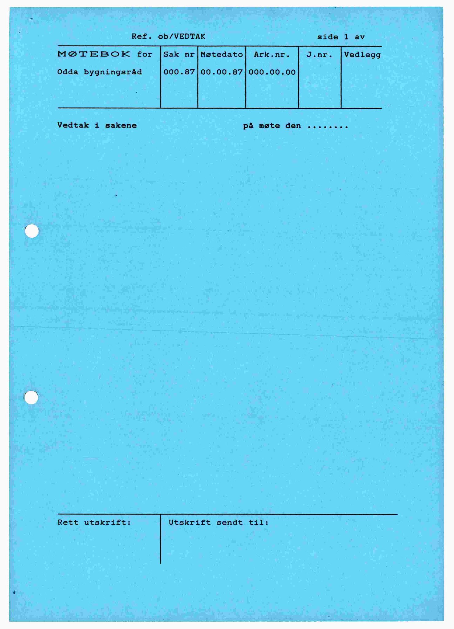 Odda kommune. Bygningsrådet, IKAH/1228-511/A/Aa/L0015: Møtebok for Odda bygningsråd, 1987