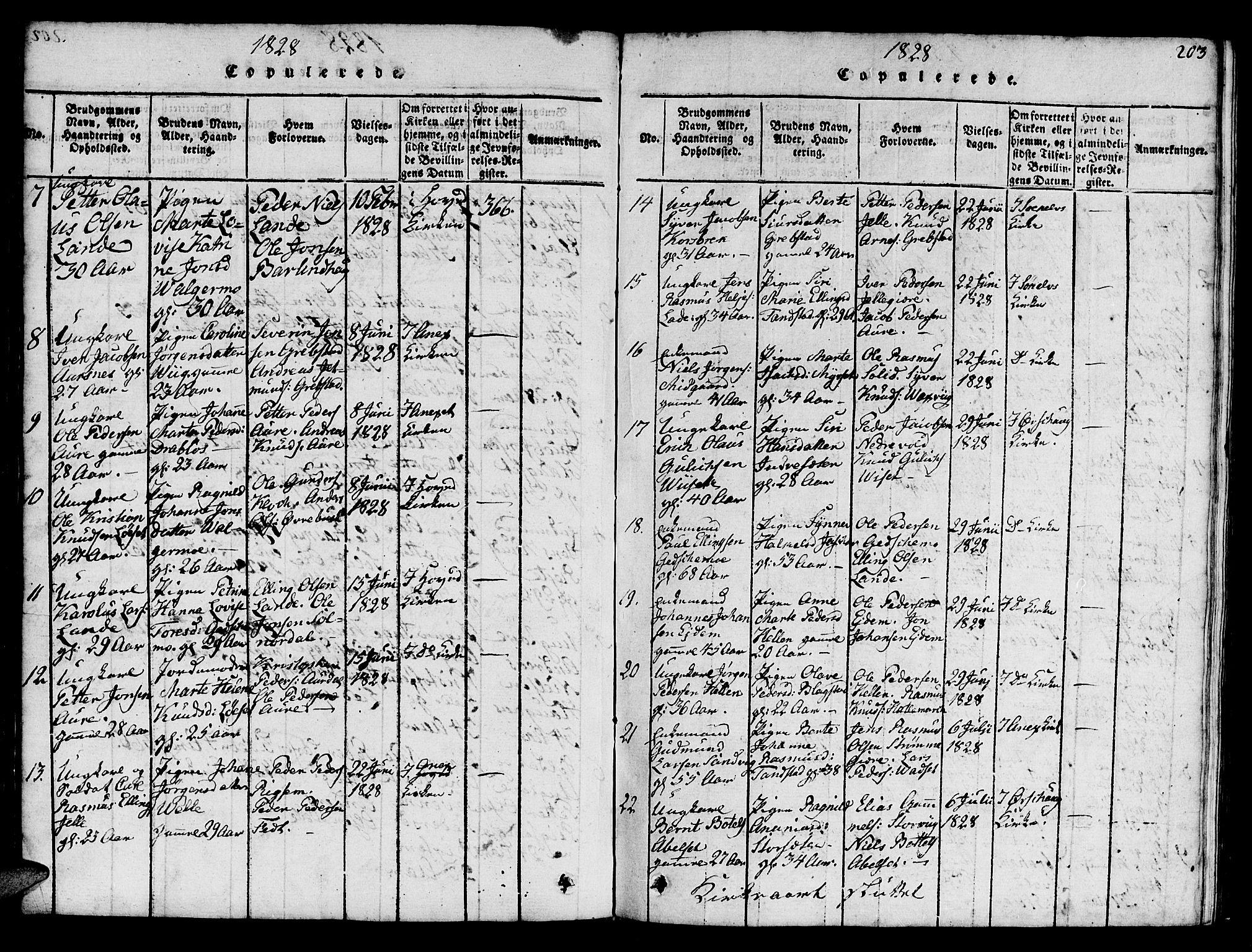 Ministerialprotokoller, klokkerbøker og fødselsregistre - Møre og Romsdal, AV/SAT-A-1454/522/L0322: Klokkerbok nr. 522C01, 1816-1830, s. 203