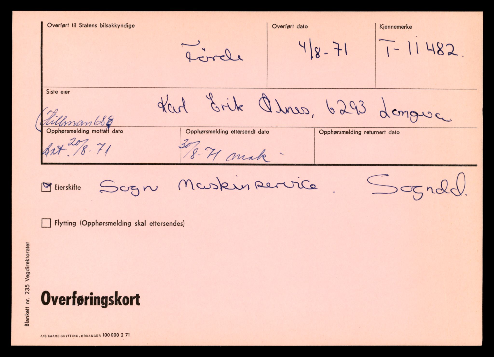 Møre og Romsdal vegkontor - Ålesund trafikkstasjon, SAT/A-4099/F/Fe/L0029: Registreringskort for kjøretøy T 11430 - T 11619, 1927-1998, s. 933