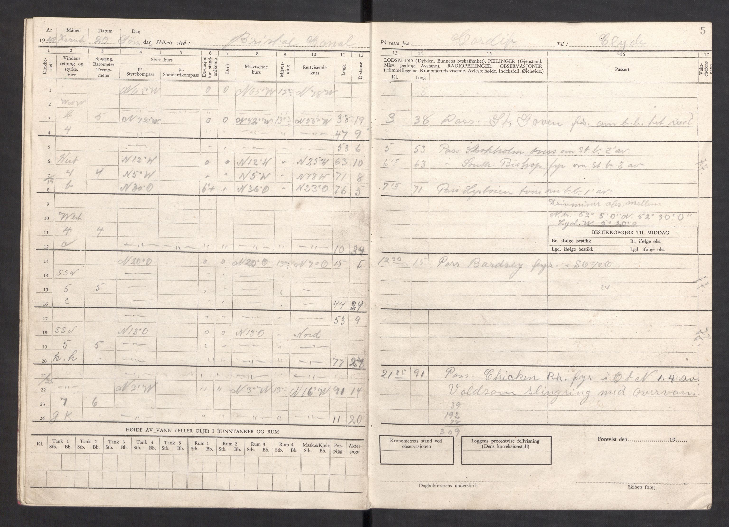 Nortraship, Skipsdagbøker, AV/RA-S-2168/F/L0639/0009: Boknr. 3105 - 3116 / Boknr. 3113 Hestmanden, 1942-1943, s. 5