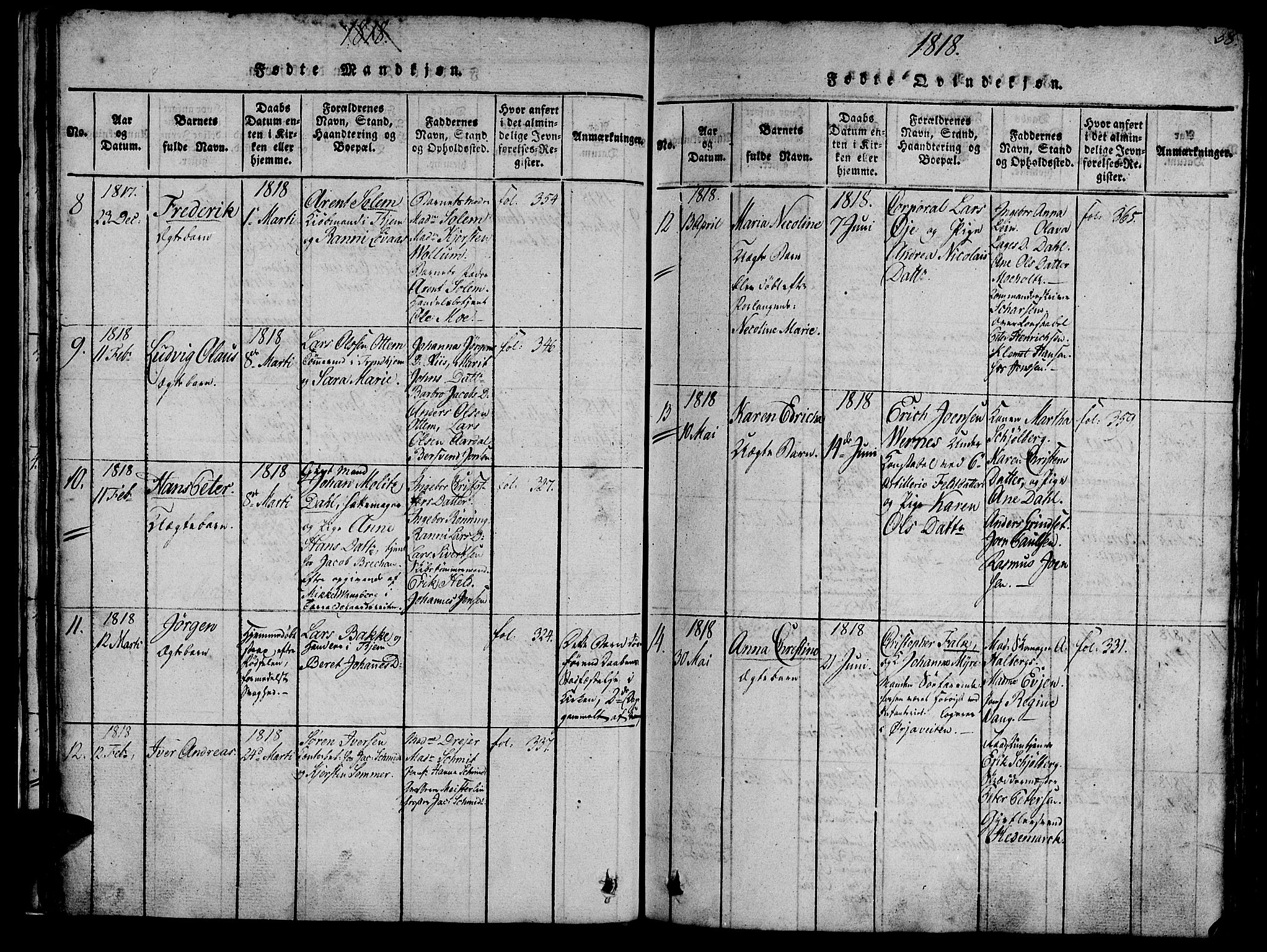 Ministerialprotokoller, klokkerbøker og fødselsregistre - Sør-Trøndelag, SAT/A-1456/602/L0135: Klokkerbok nr. 602C03, 1815-1832, s. 38