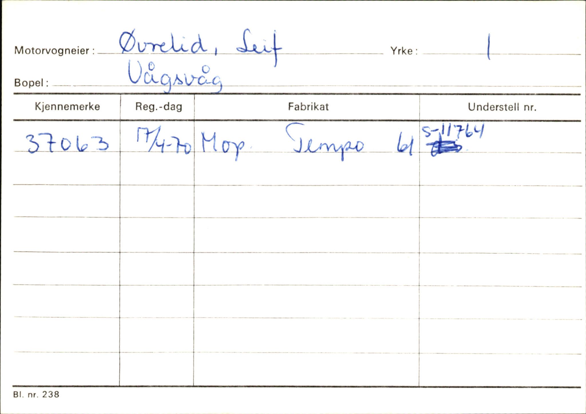 Statens vegvesen, Sogn og Fjordane vegkontor, SAB/A-5301/4/F/L0145: Registerkort Vågsøy S-Å. Årdal I-P, 1945-1975, s. 814