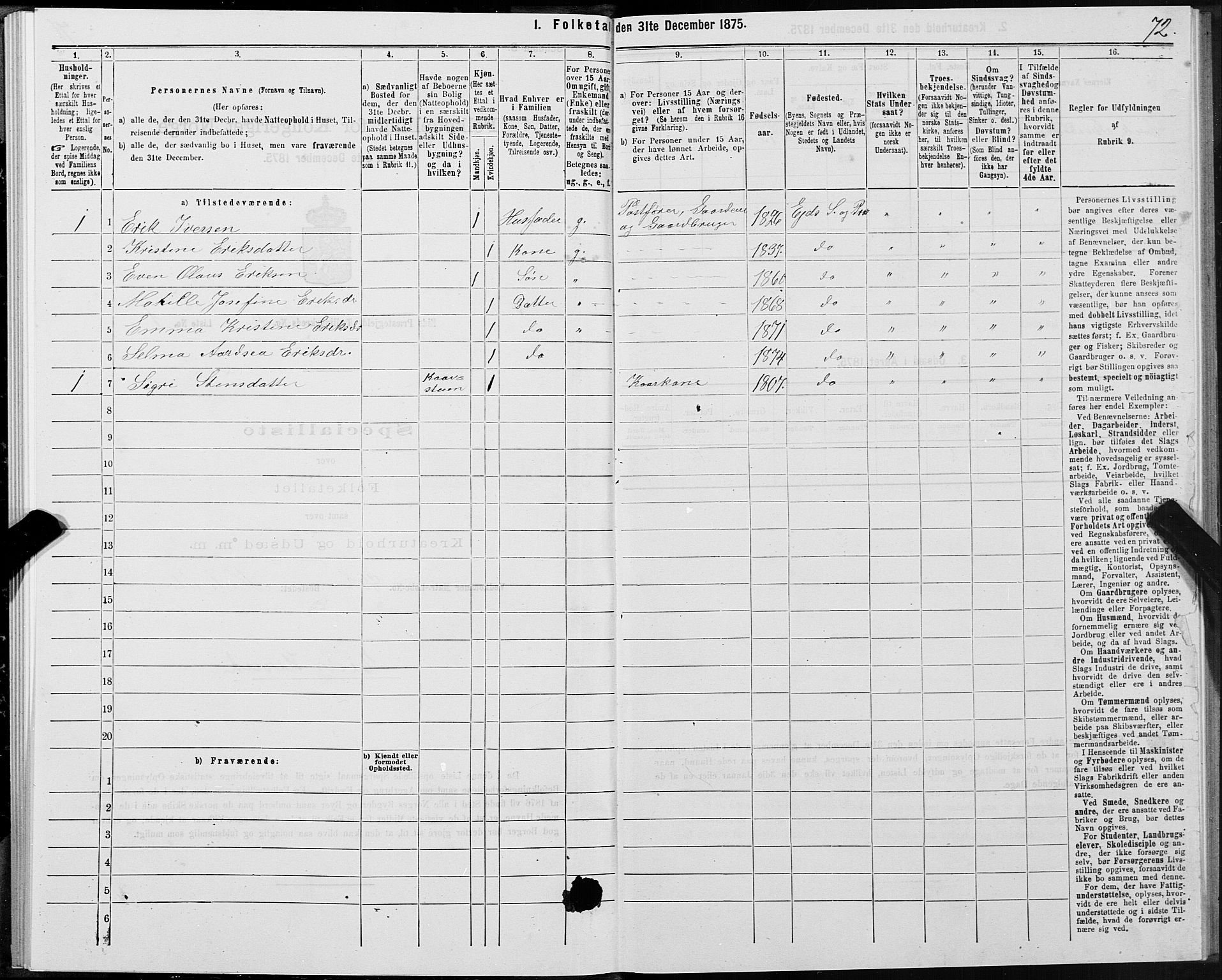 SAT, Folketelling 1875 for 1538P Eid prestegjeld, 1875, s. 2072